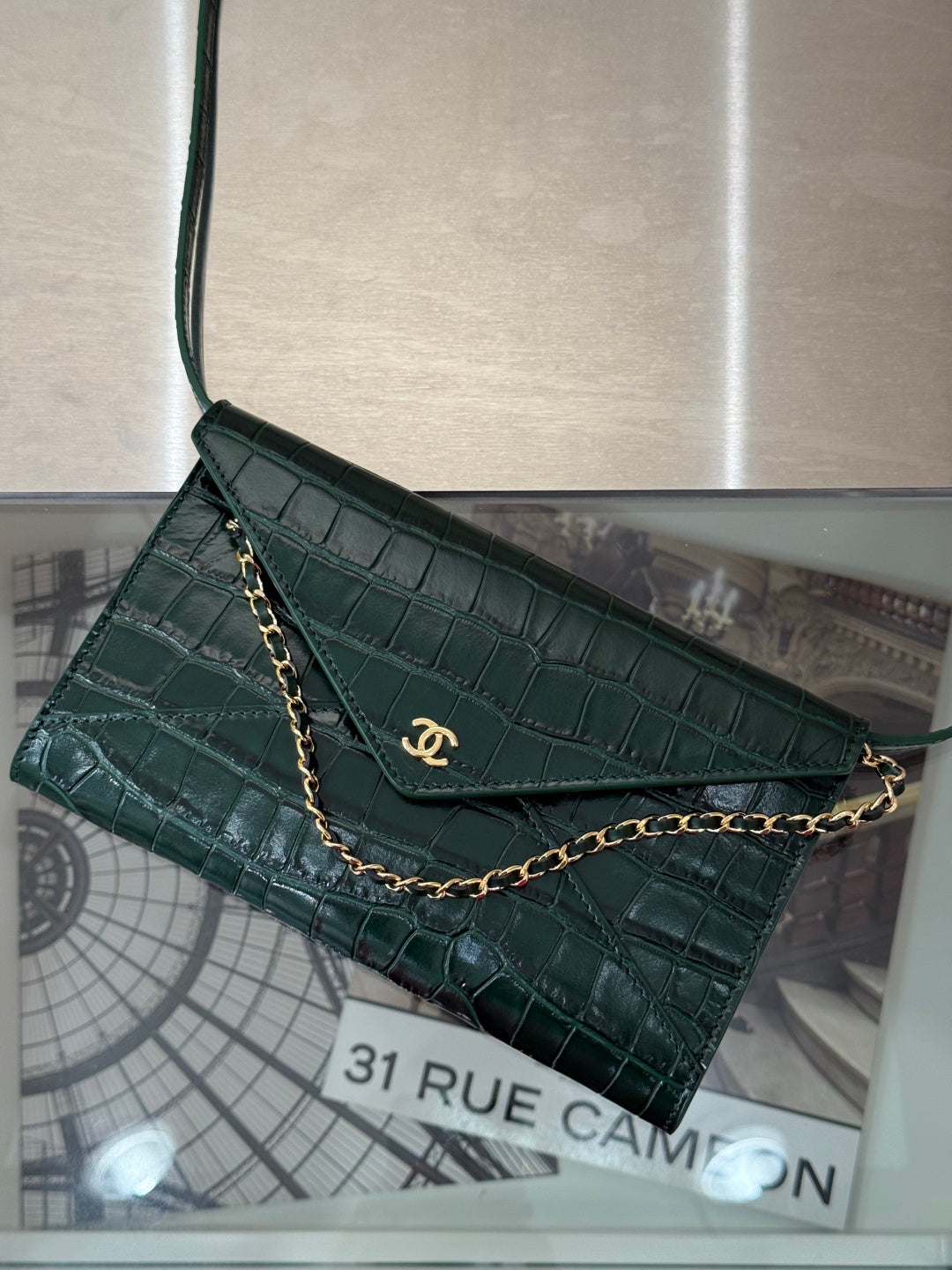Chanel 2026 Clutch With Strap 21.5cm Crocodile-embossed Calfskin