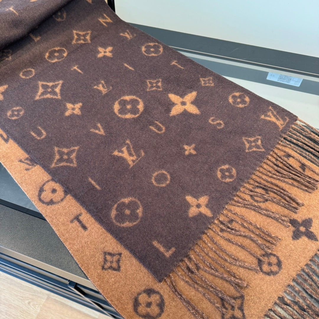 LV 25 Scarf 220CM Brown Wool 293516
