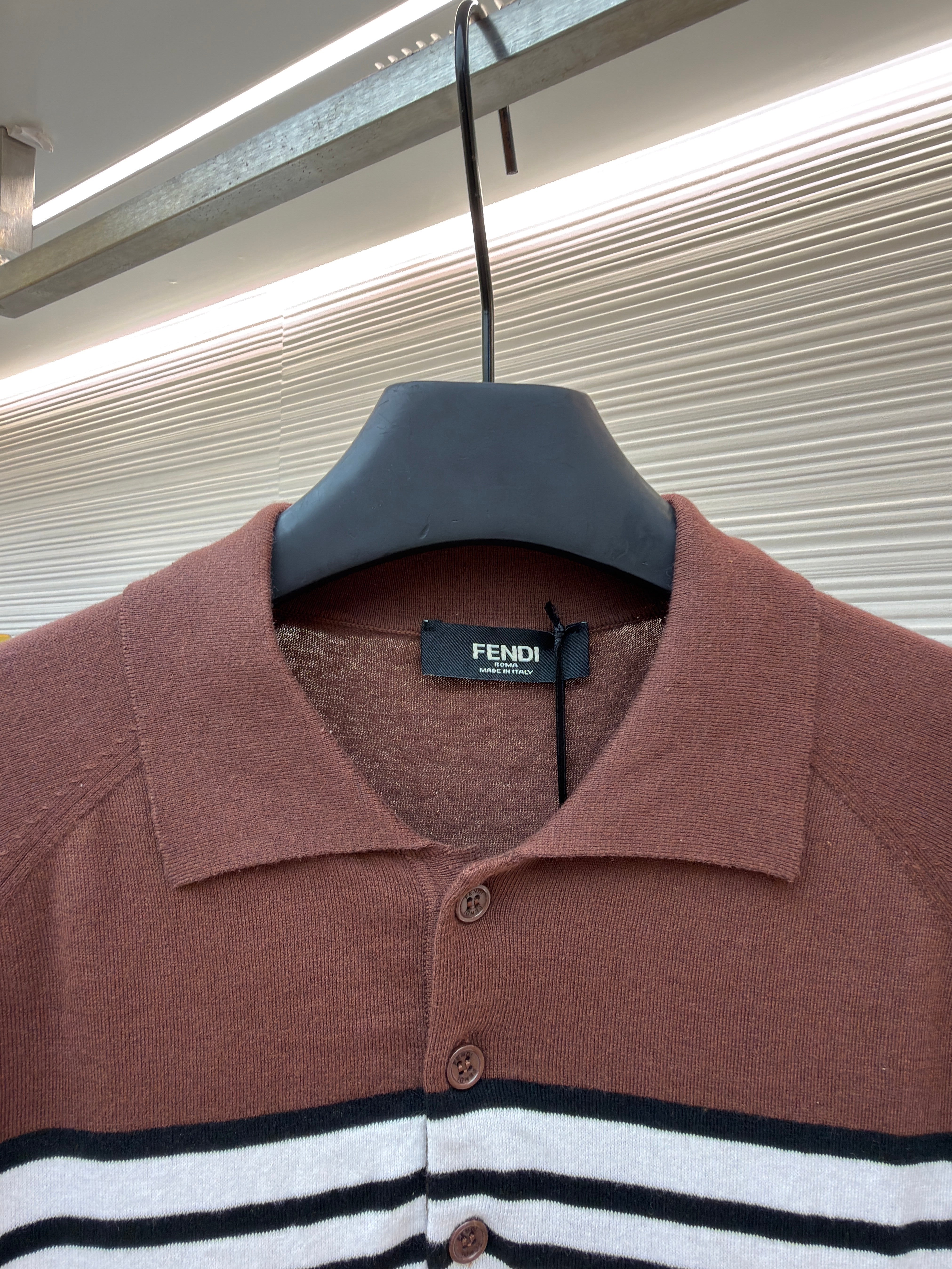 Fendi 2026 Men's Polo Shirt Brown Orange Cotton Fabric 830544