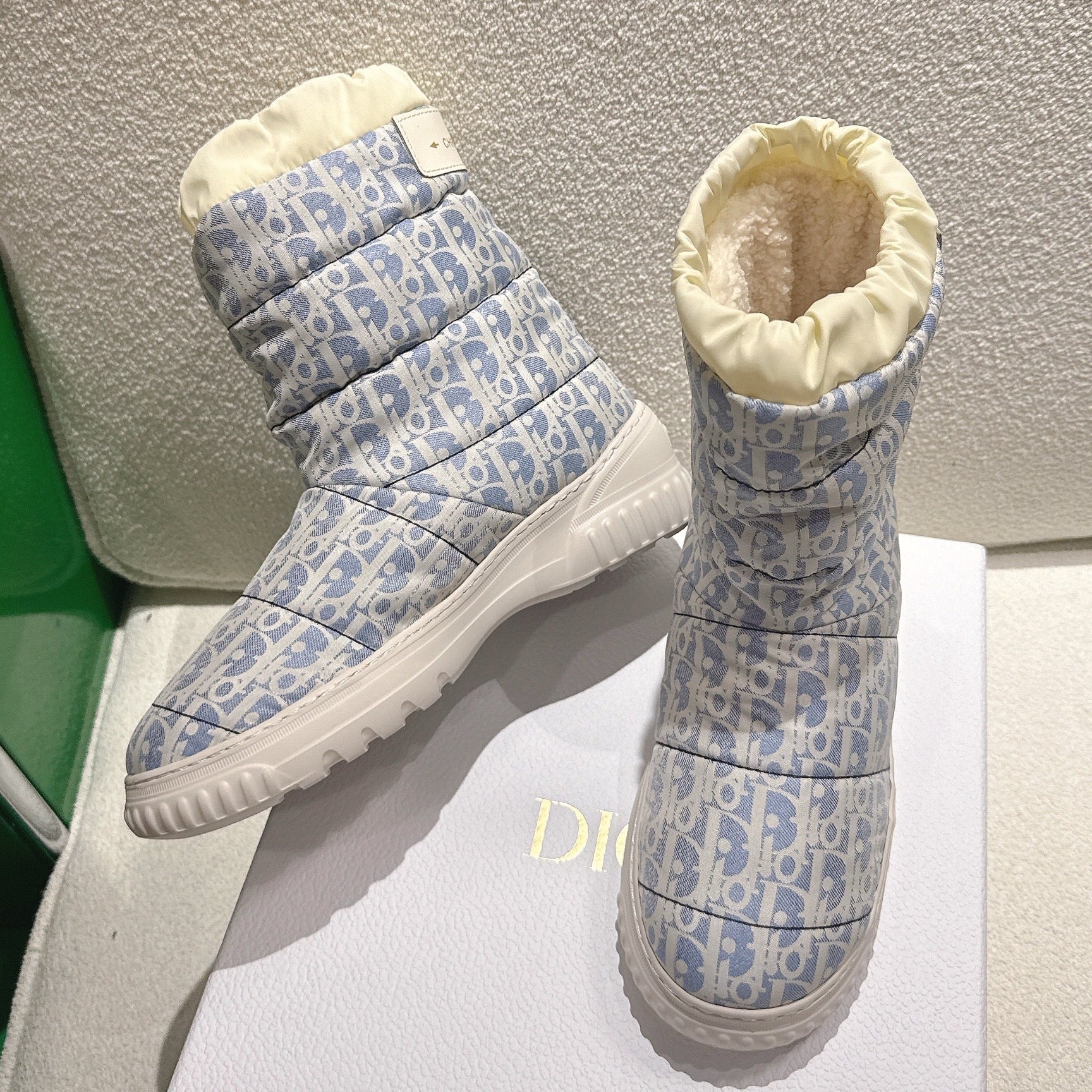 Dior 2025 Frost Ankle Boot Blue White Frabic Calfskin Wool 507566