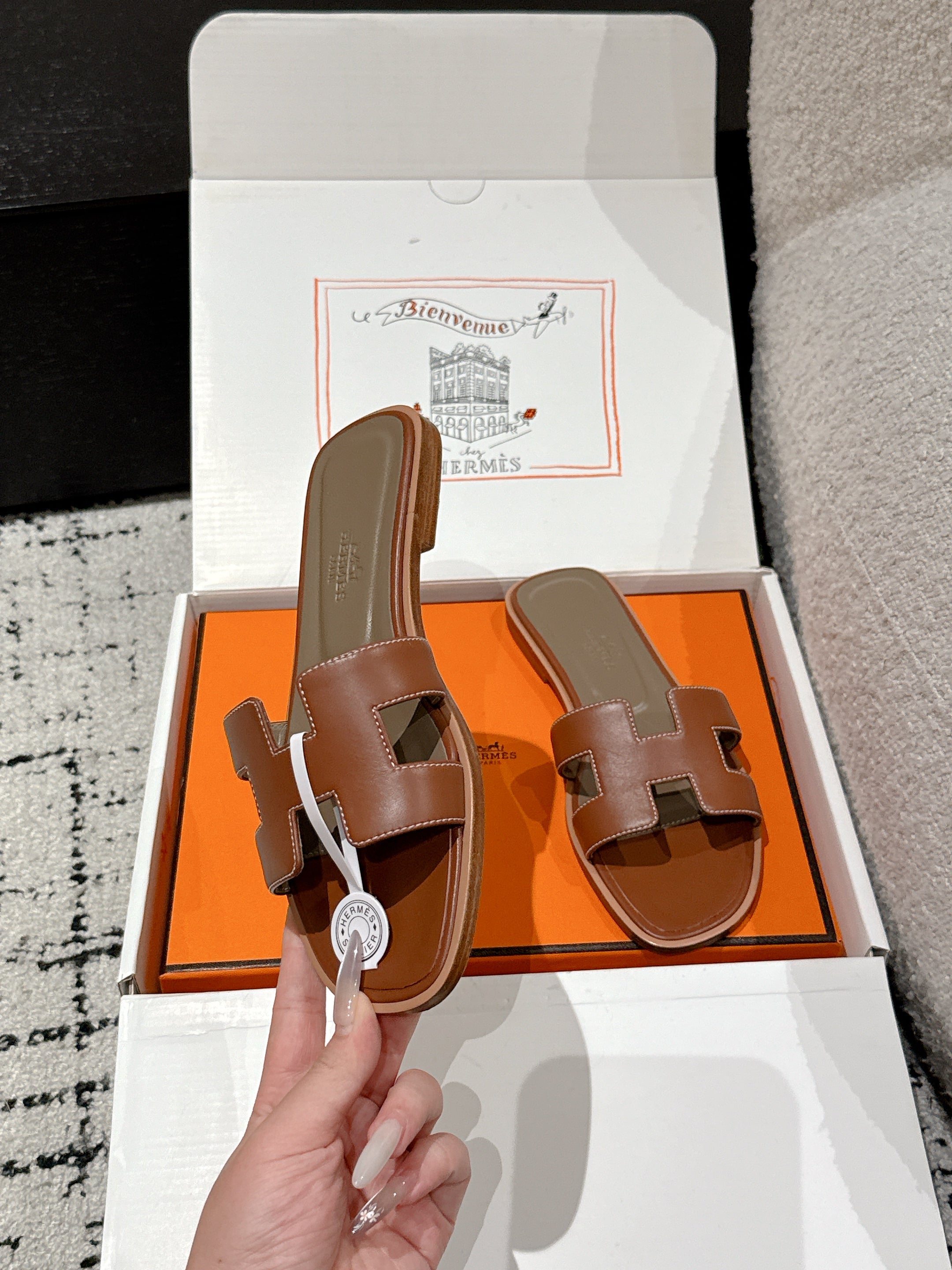 HM 25 Oran Sandal Dark Brown Etoupe Calfskin