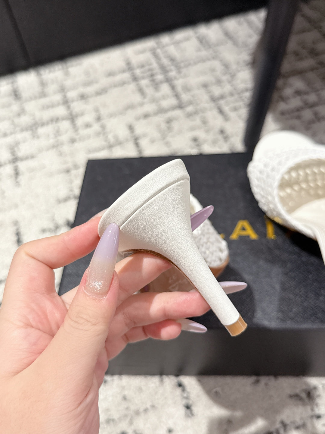 ALAIA  Muller high-heeled white woven leather
