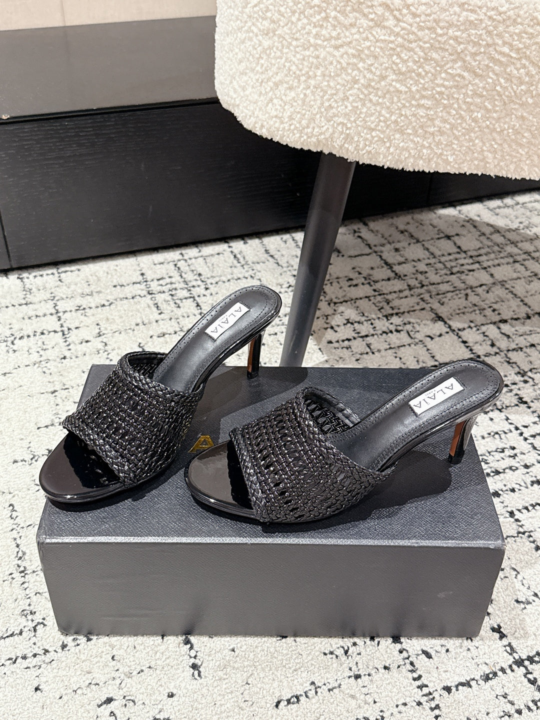 ALAIA  Muller high-heeled black woven leather