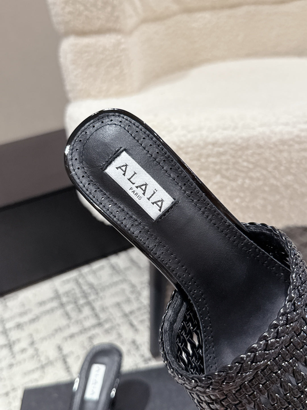 ALAIA  Muller high-heeled black woven leather