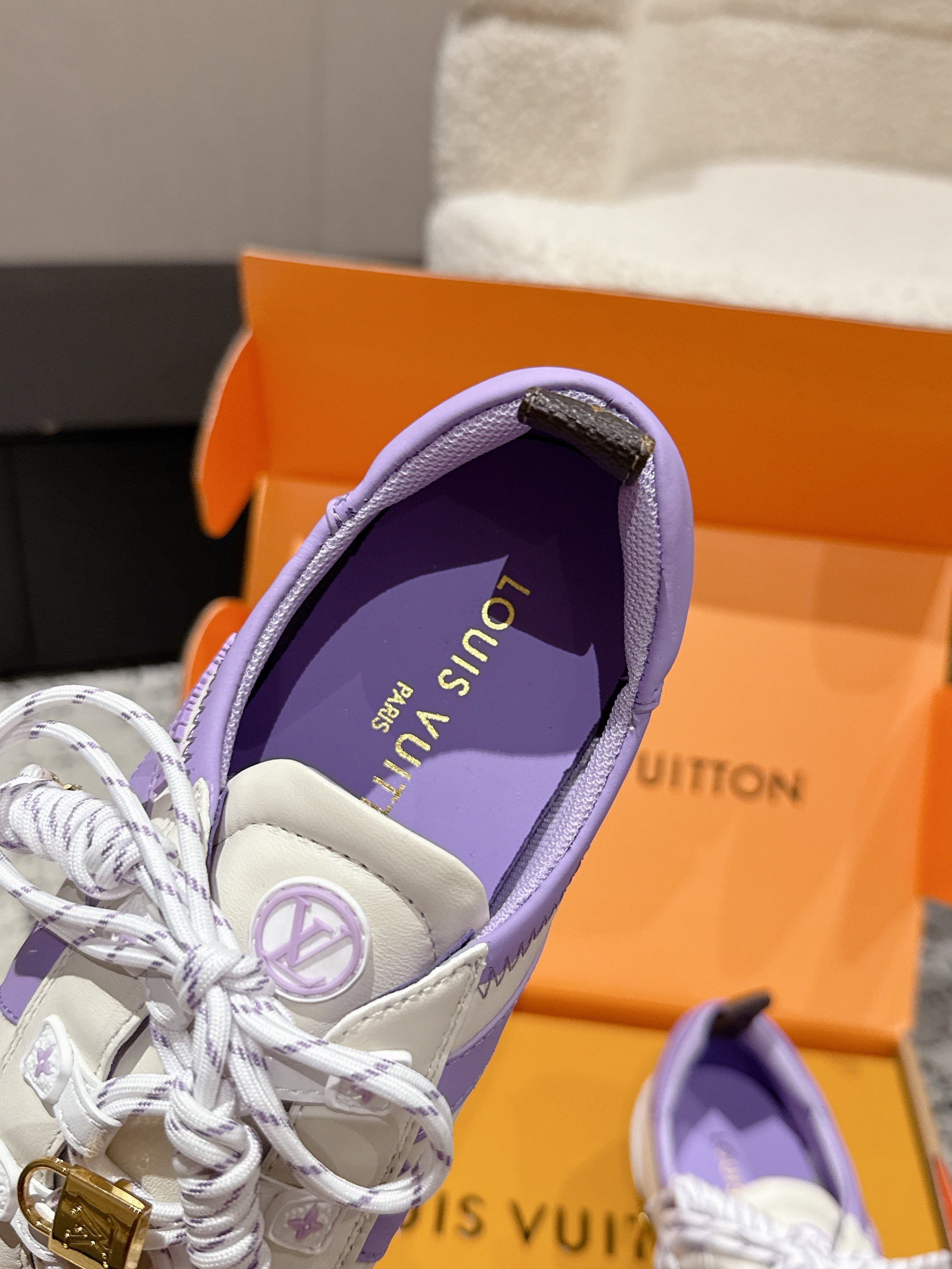 LV Sneakerina ballet-style sneaker white purple cowhide 383382