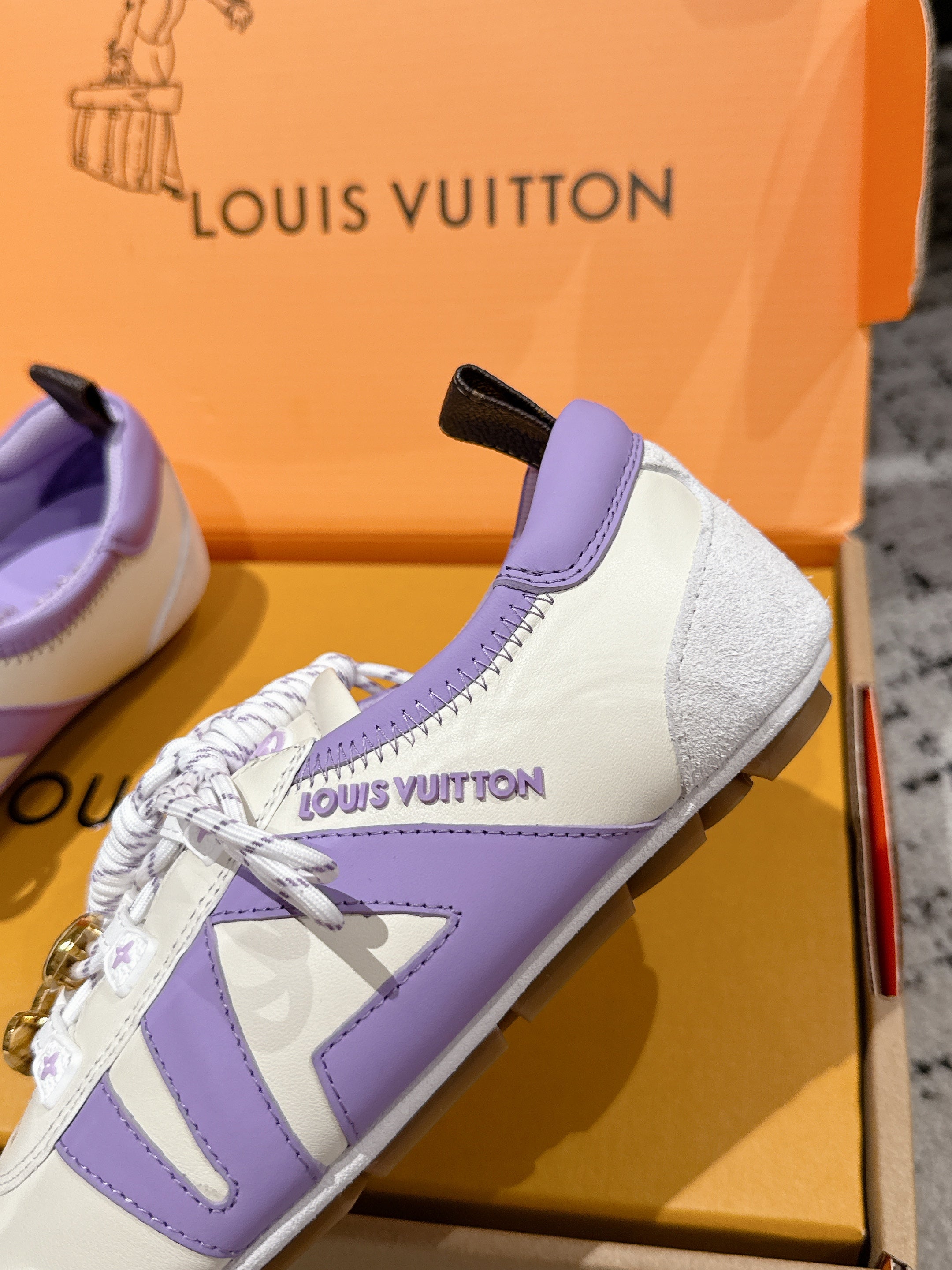 LV Sneakerina ballet-style sneaker white purple cowhide 383382