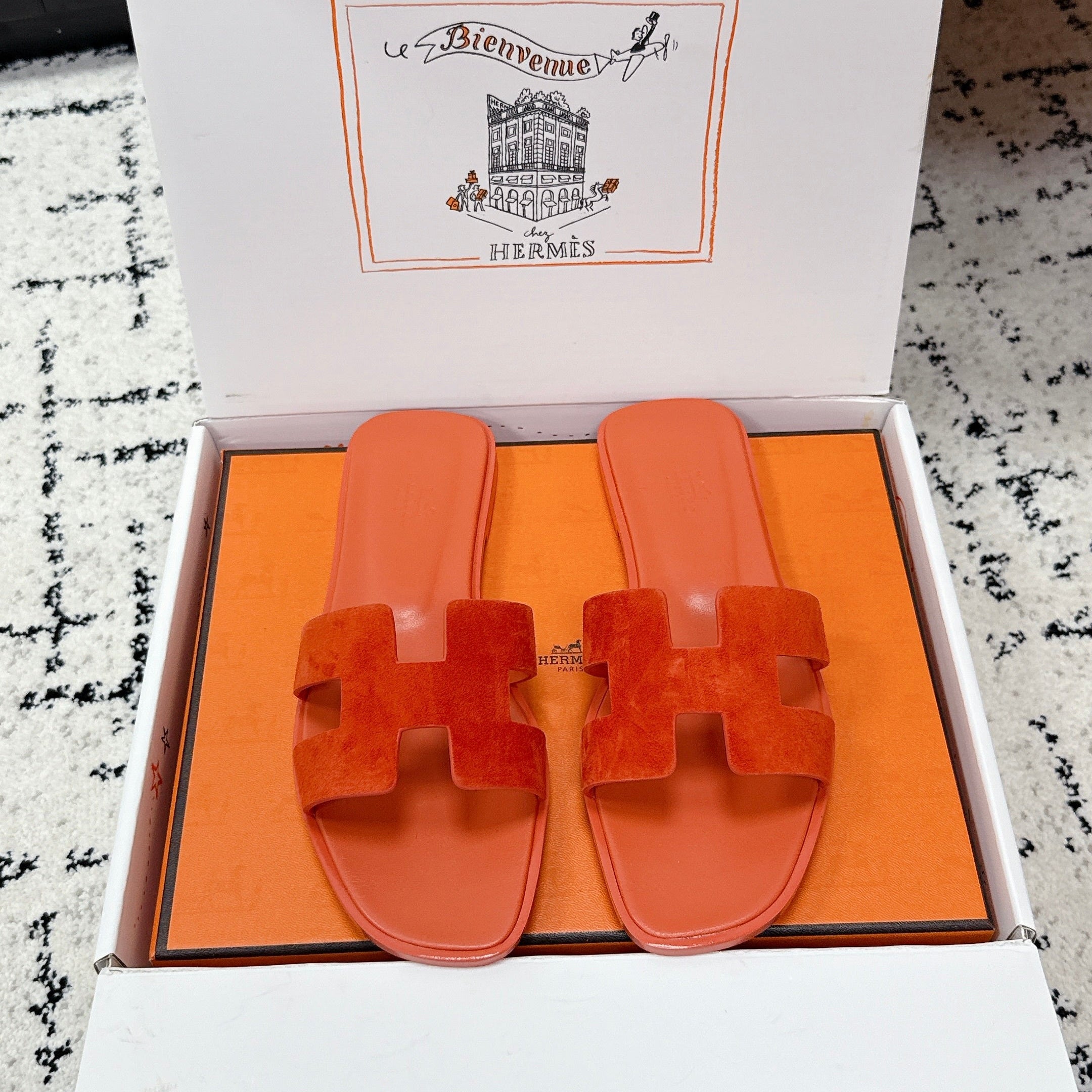 HM 26ss Oran Sandals Pink Taupe Suede Cowhide 617191