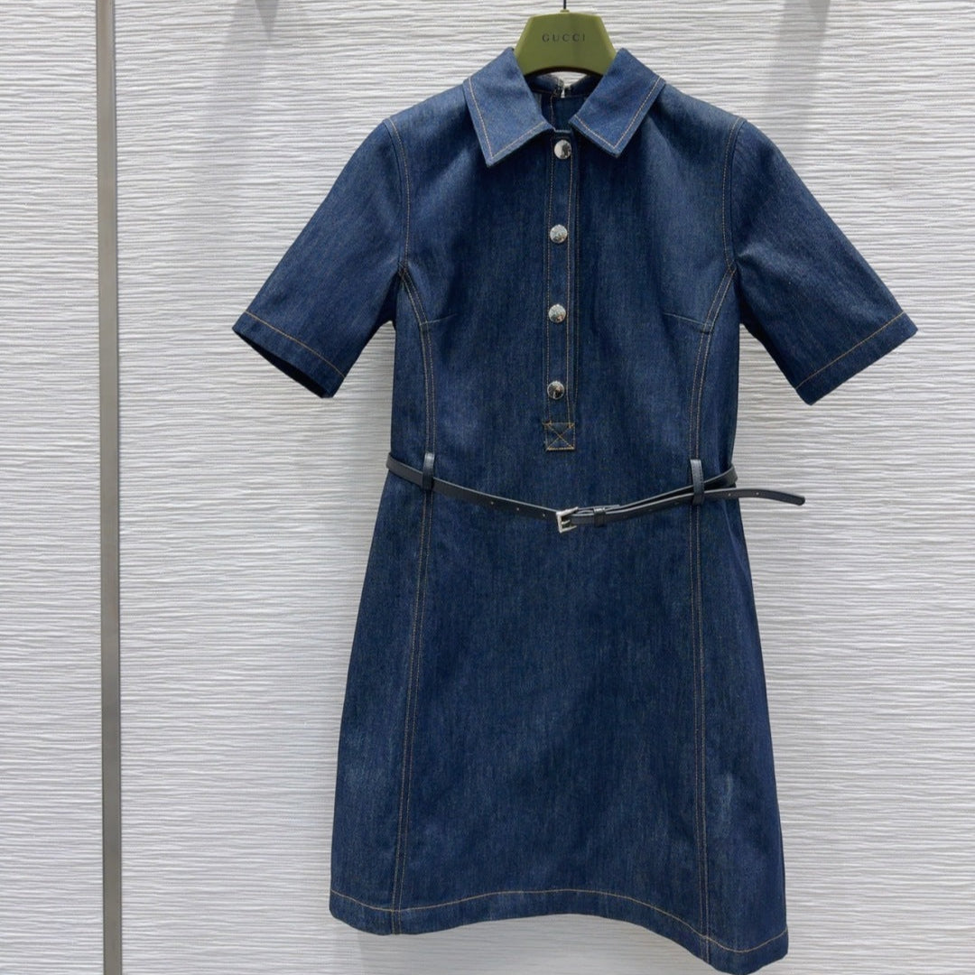 Gucci 25 Denim Dress Blue Cotton