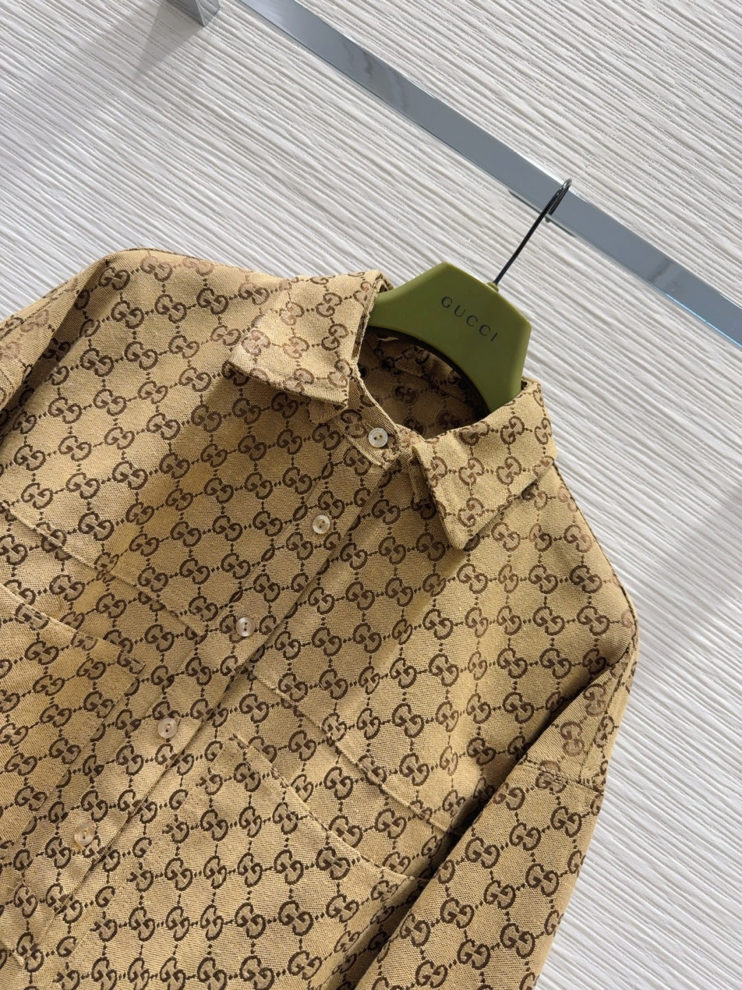 Gucci 2025 Shirt Camel and Ebony Polyester Fiber