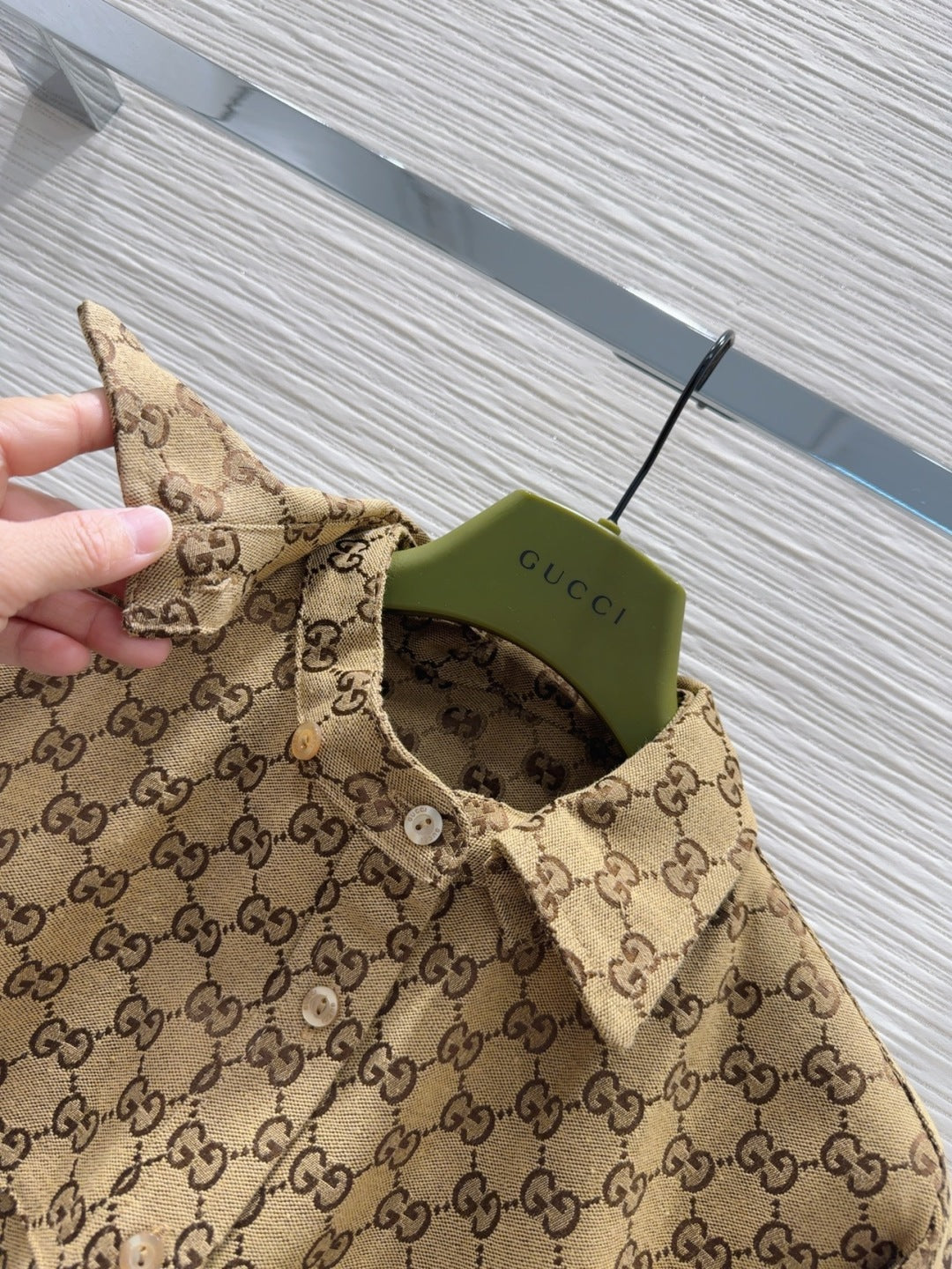 Gucci 2025 Shirt Camel and Ebony Polyester Fiber