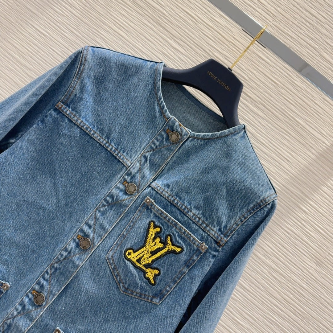LV 25 Long Sleeve Denim Jacket Blue Cotton