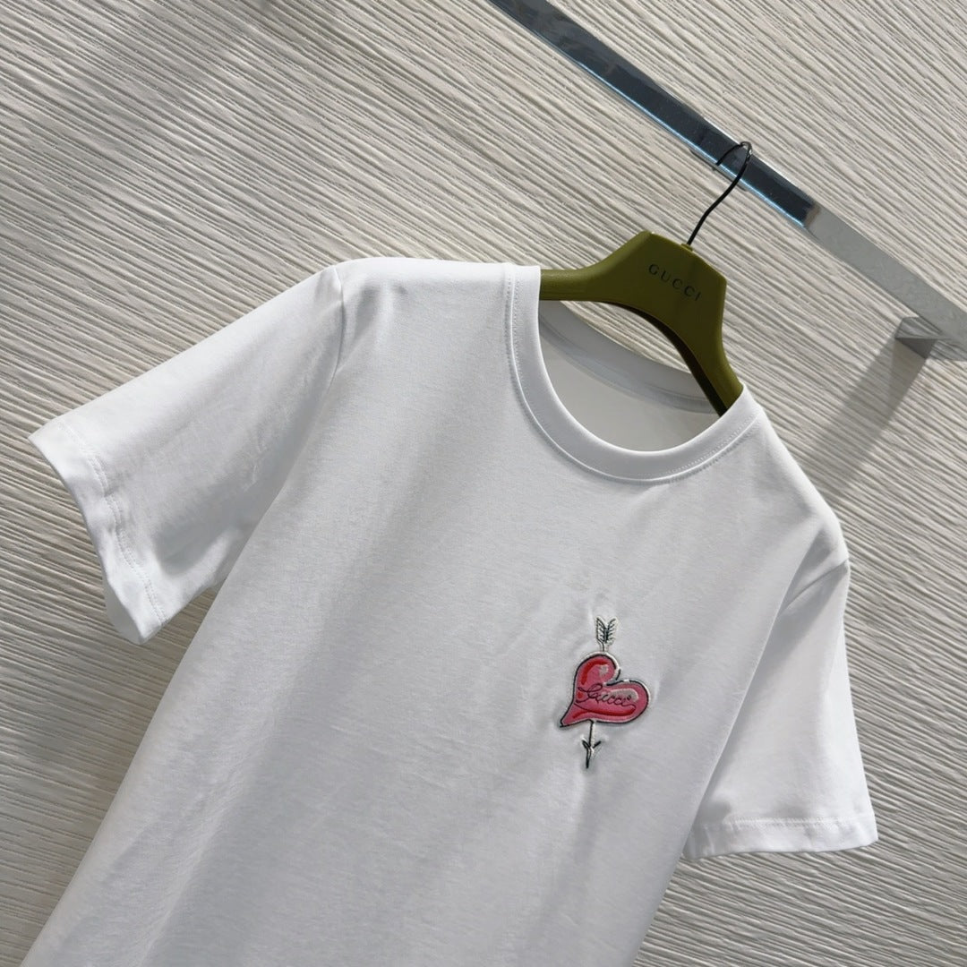 Gucci 2025 Heart T-shirt White Cotton