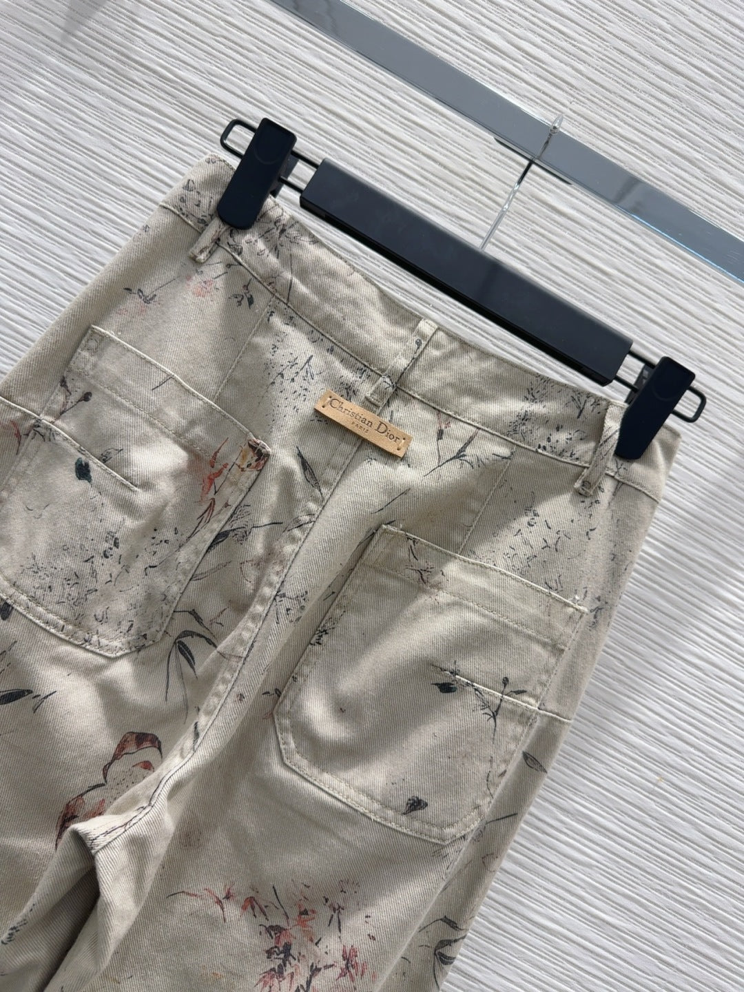 CD 25 Ink And Floral Pant Beige Cotton