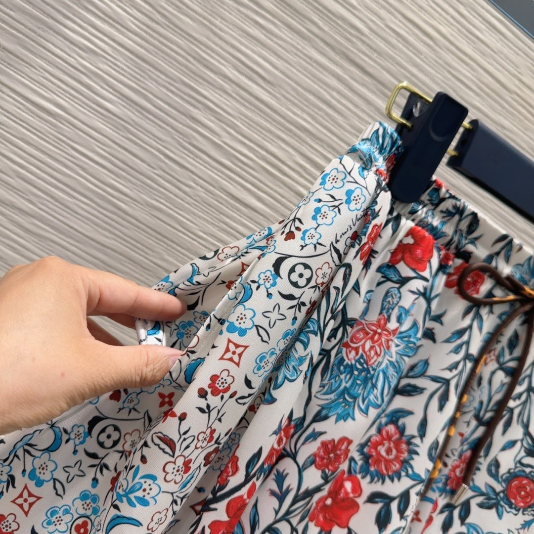 LV 25S Brilliant Flower Skirt Multicolor Cotton