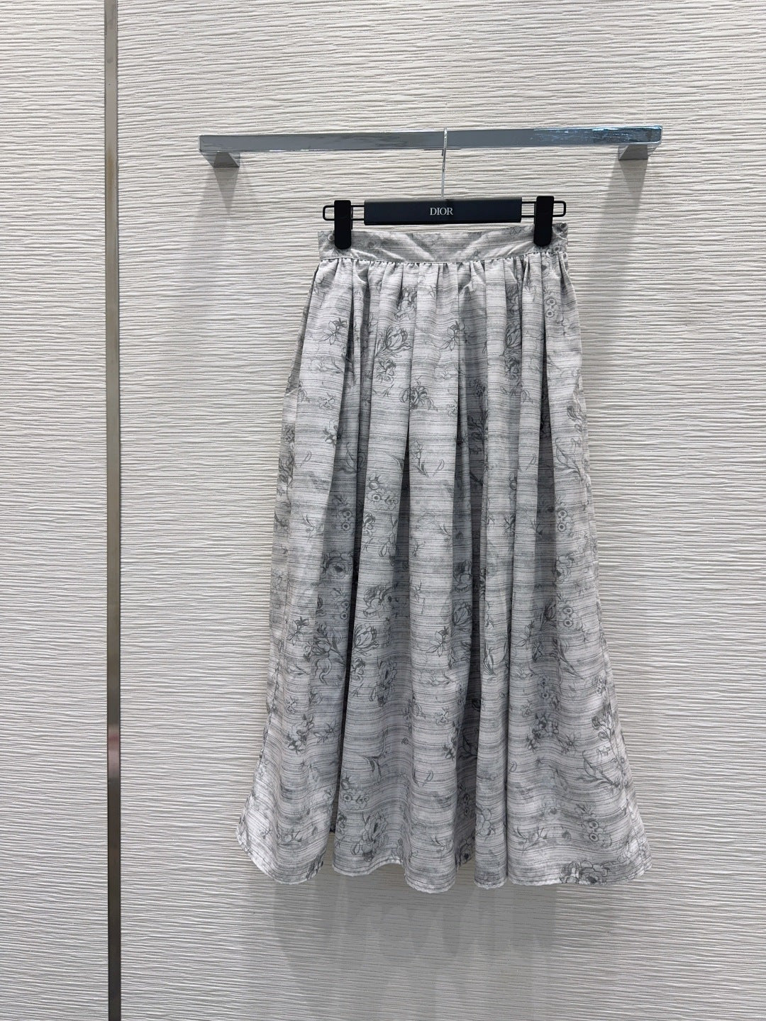 Dior 2026 Printed Pleated Skirt White Gray Polyester