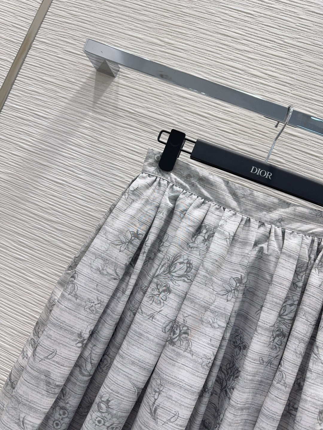 Dior 2026 Printed Pleated Skirt White Gray Polyester
