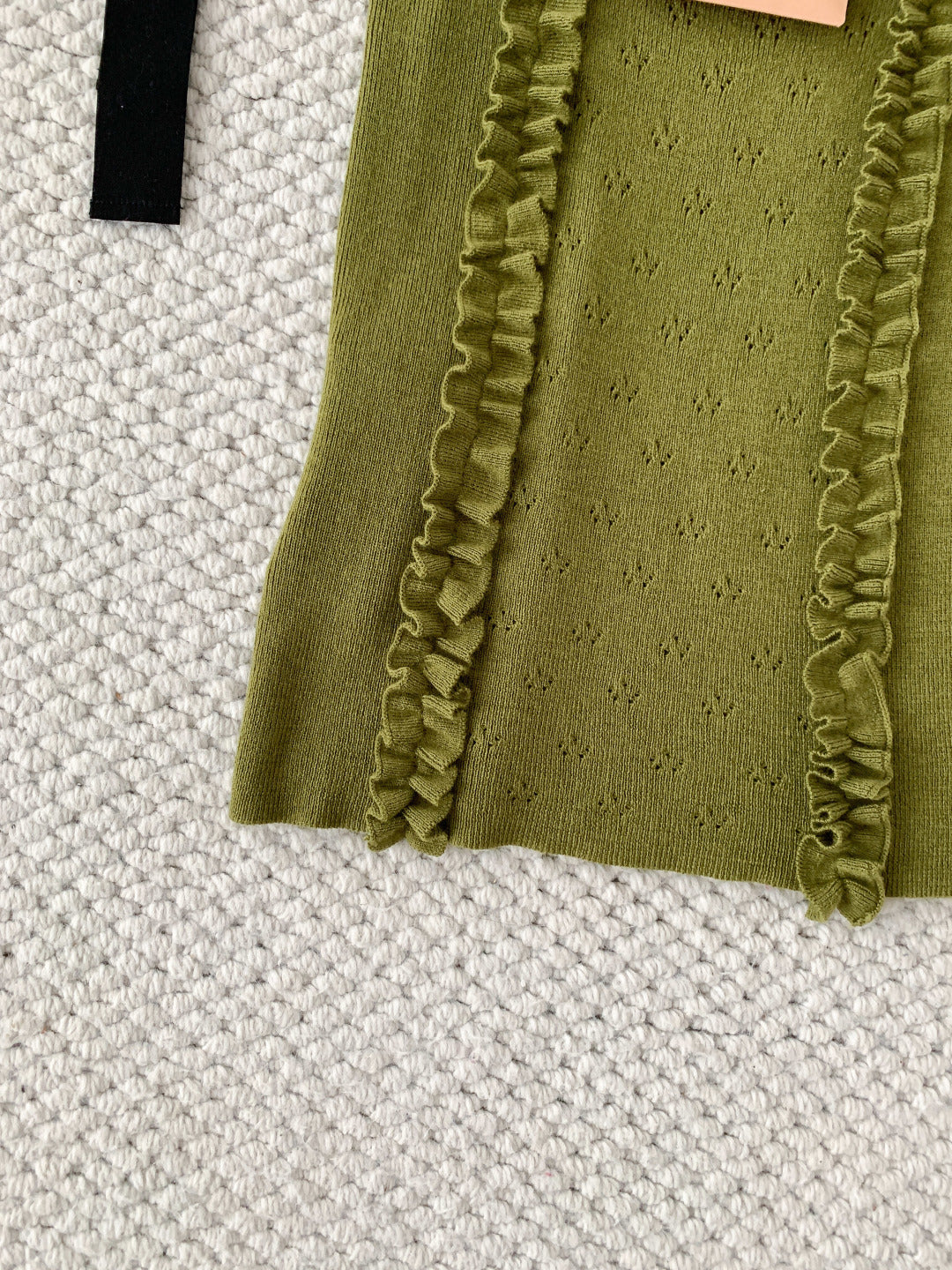 Miumiu 2026 Ruffled Knitted Vest Green Cashmere and Silk Blend 380635