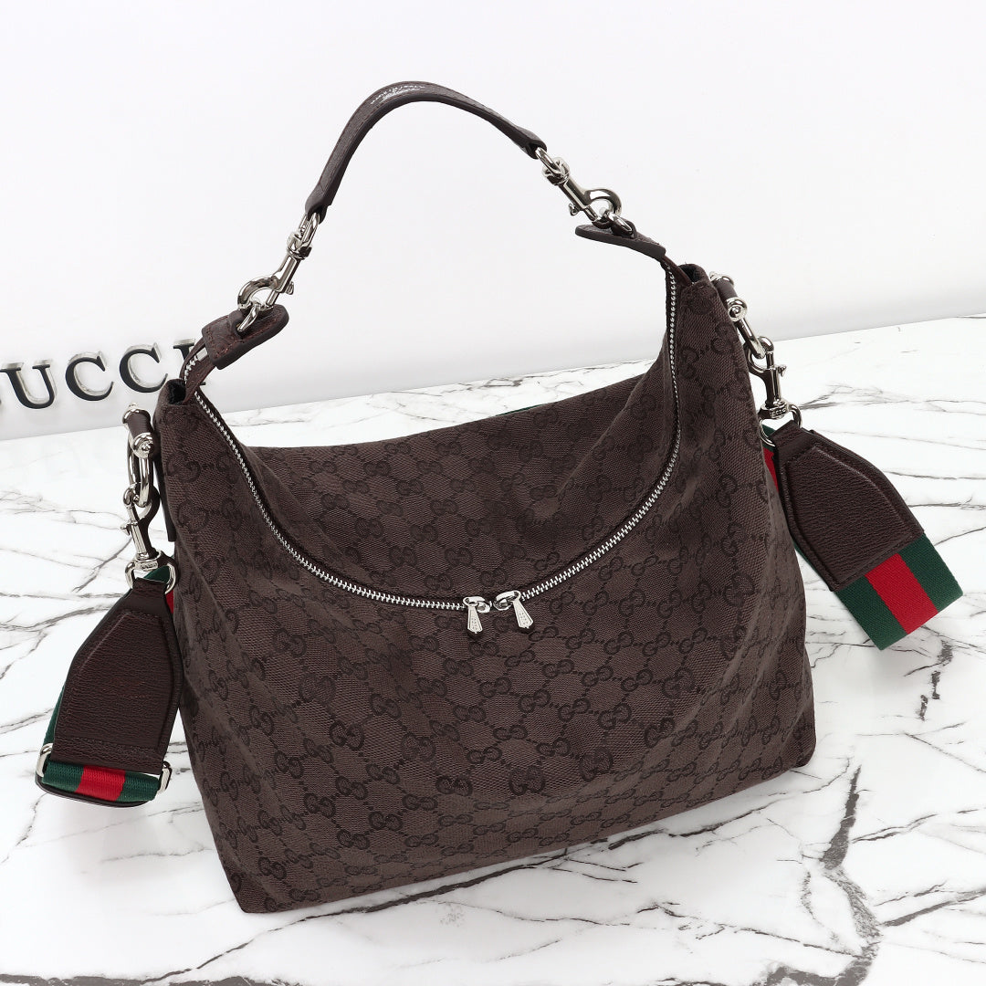 Gucci 2026 Brera Large Crossbody Bag Dark Brown Canvas