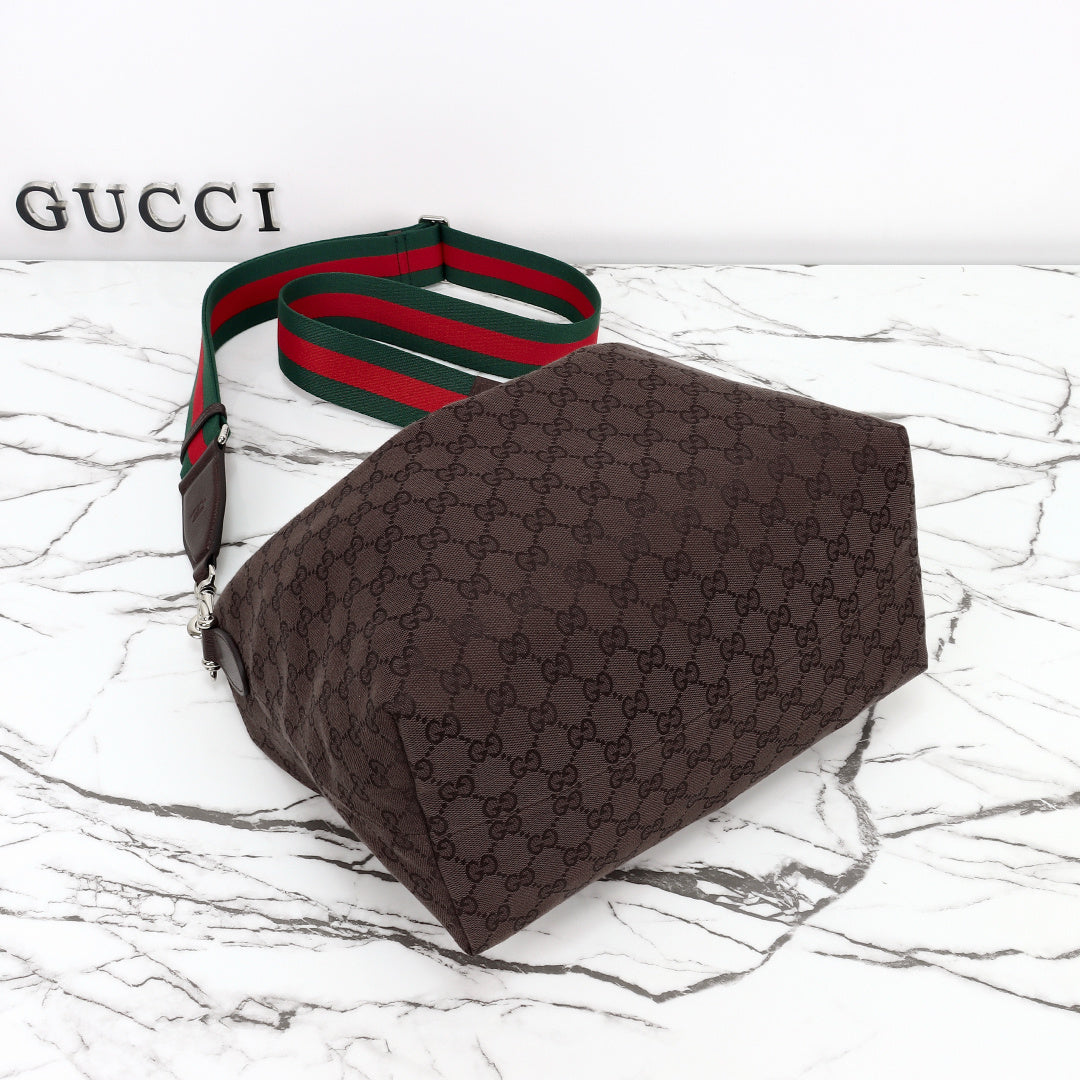 Gucci 2026 Brera Large Crossbody Bag Dark Brown Canvas