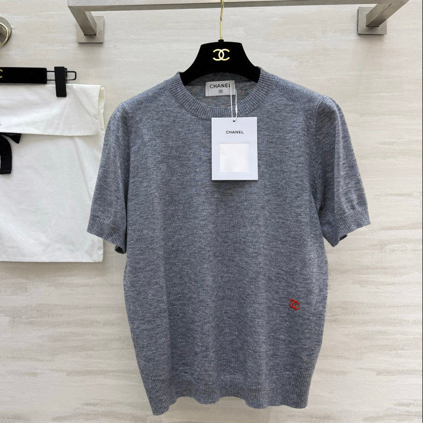 Chanel 2026 Knit Short-Sleeve Shirt Grey Wool 265009