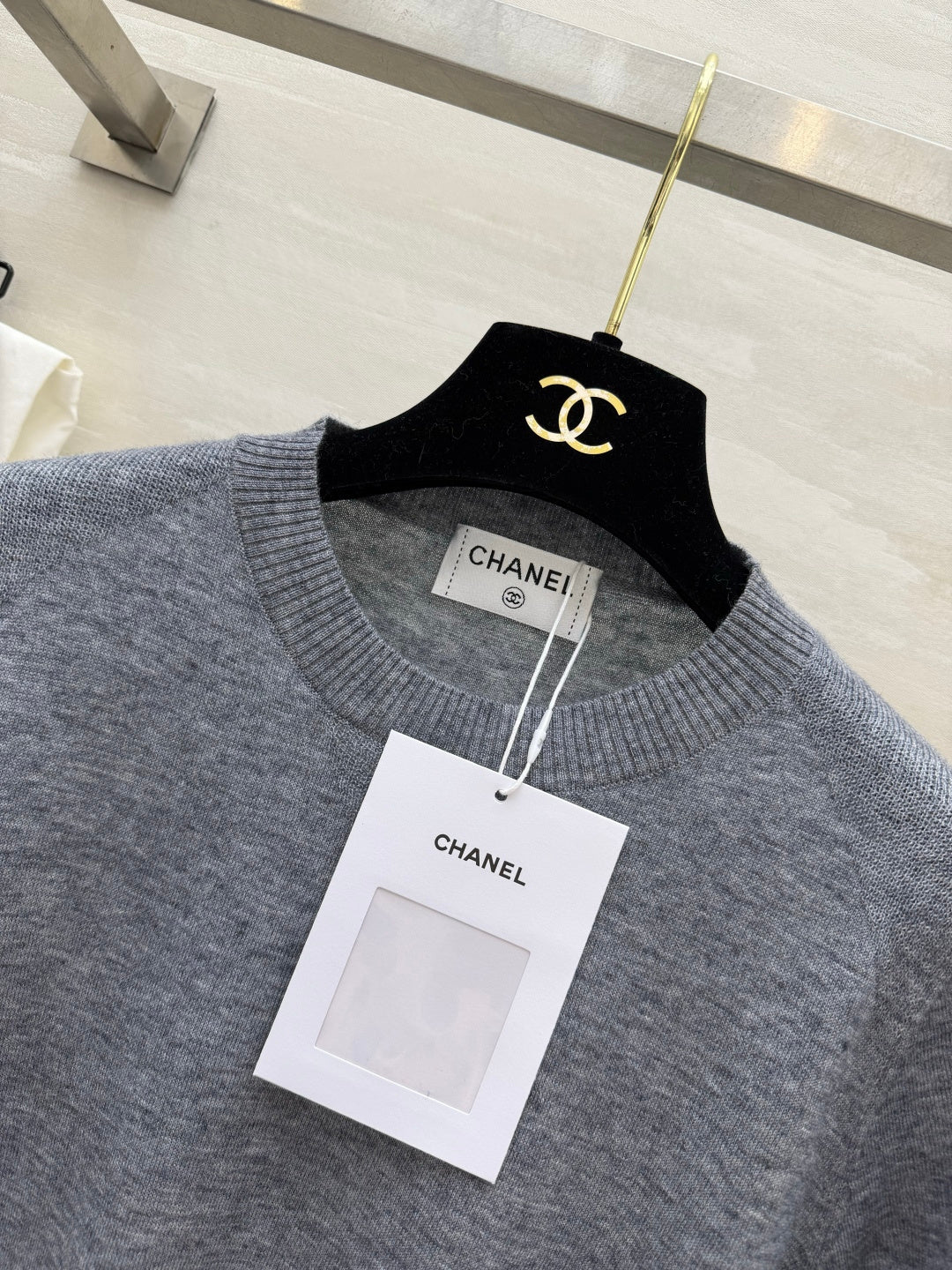 Chanel 2026 Knit Short-Sleeve Shirt Grey Wool 265009