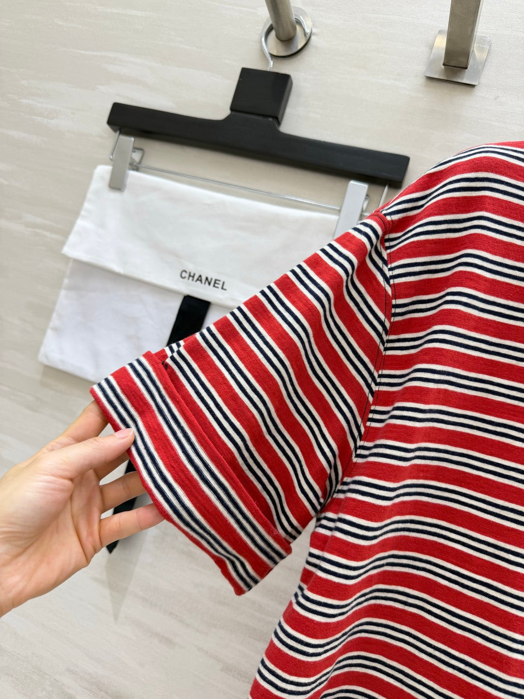 Chanel 2026 Striped T-shirt With Seahorse Red Cotton 394177