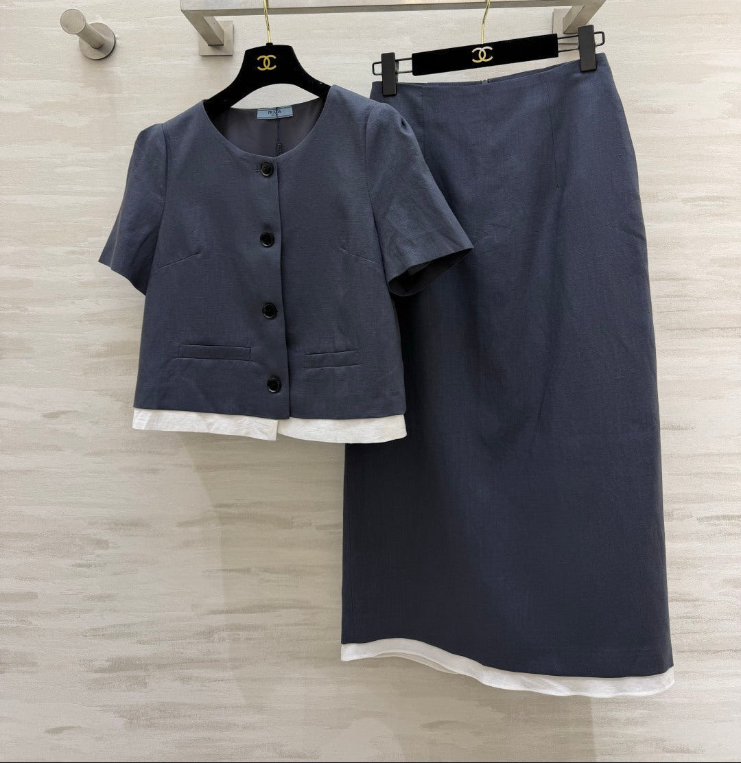 Prada 2026 Shirt And Midi Skirt Set Cotton 403370