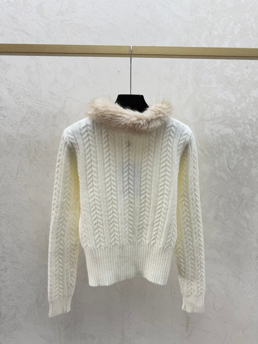Chanel 2025 Hooded Feather-Embellished Knitted Long-Sleeve Cardigan Wool 716356