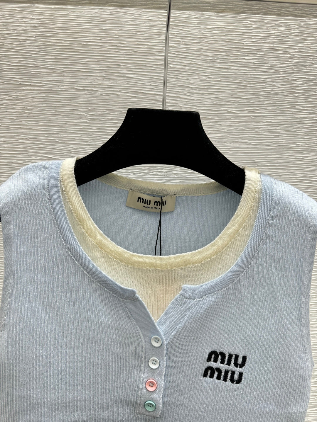 Miumiu 2026 Tank Top Blue and Gray Cotton