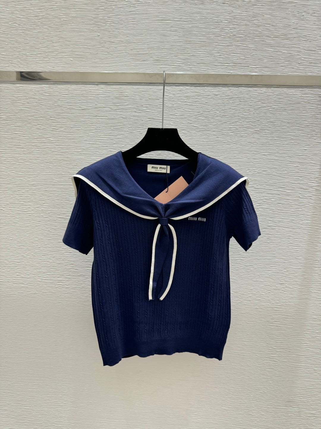 Miu Miu 2026  Sailor-style Knit Top With Tie Detail