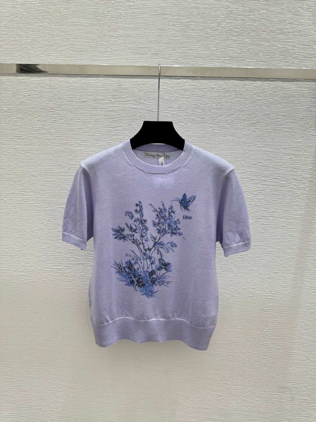 Dior 2026 Short-sleeved Top Cream Pink Purple Wool
