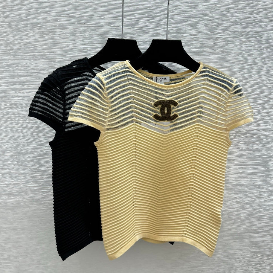 Chanel 2026 Hollow-Out Crew Neck Knitted Short-Sleeve Viscose Polyester 170694