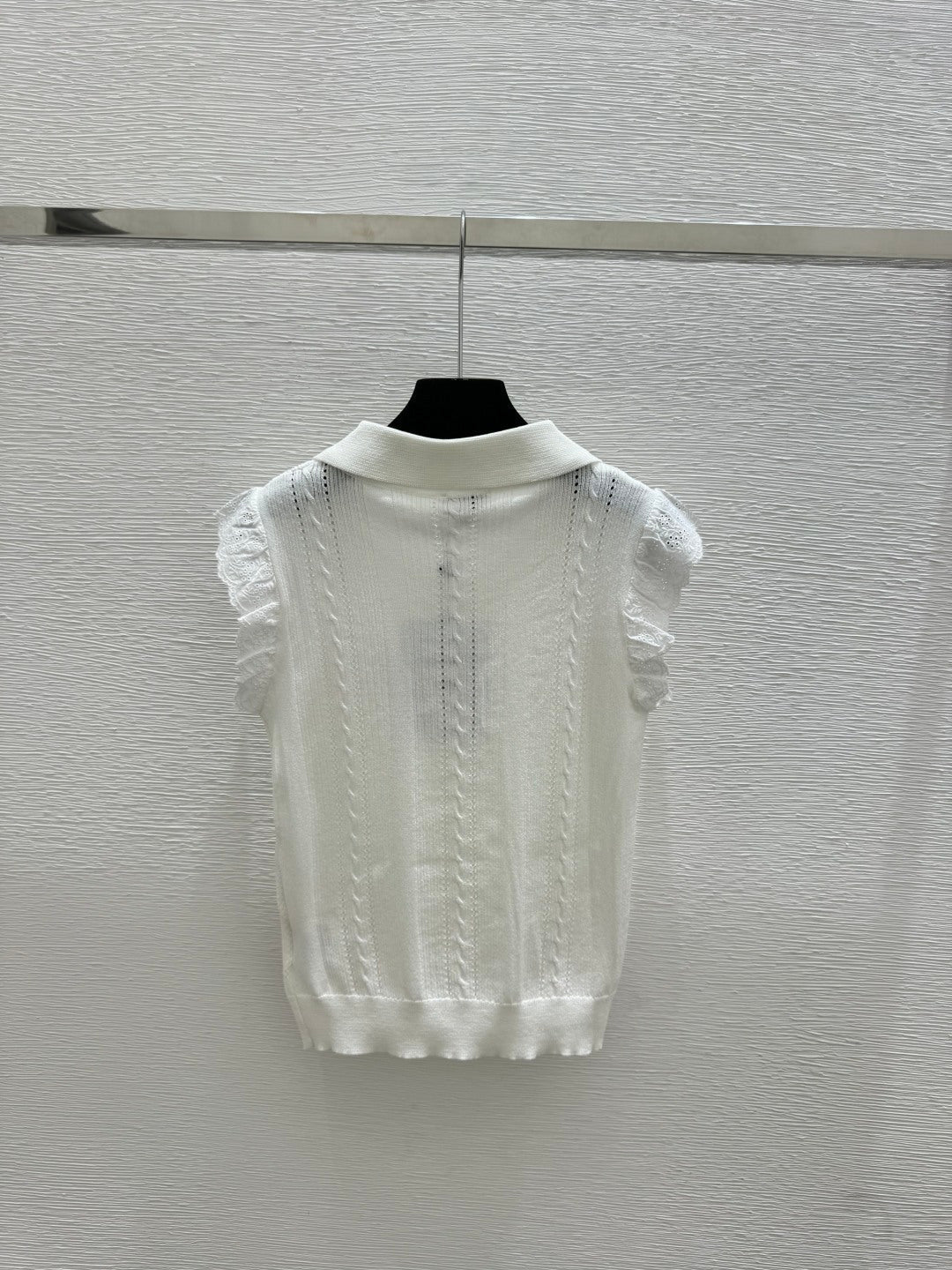 Miumiu 2026 Collar Knitted Vest Black and White Wool 227566