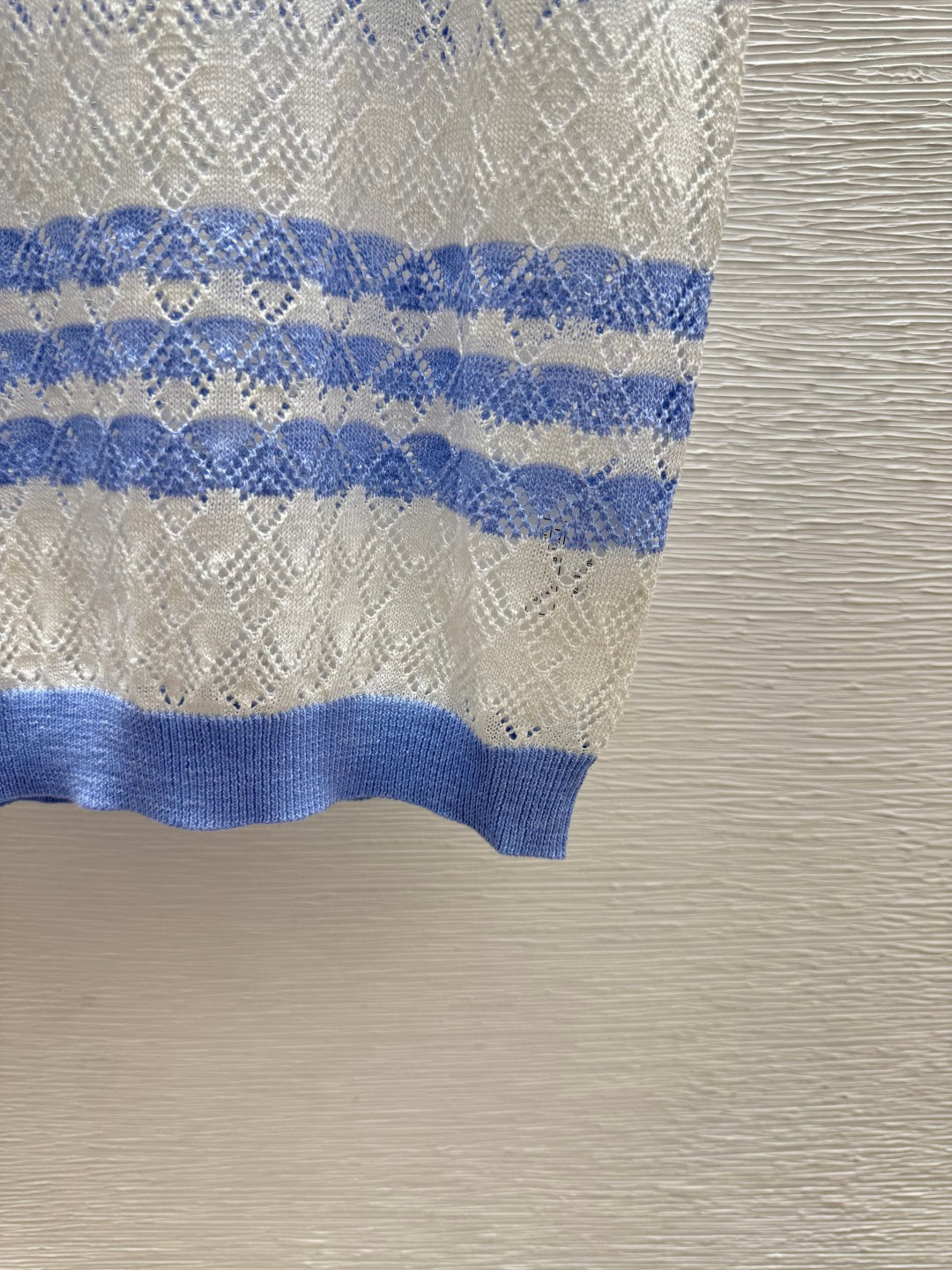 Chanel 2026 Striped Knit Vest Blue and Black Wool Cashmere 368367