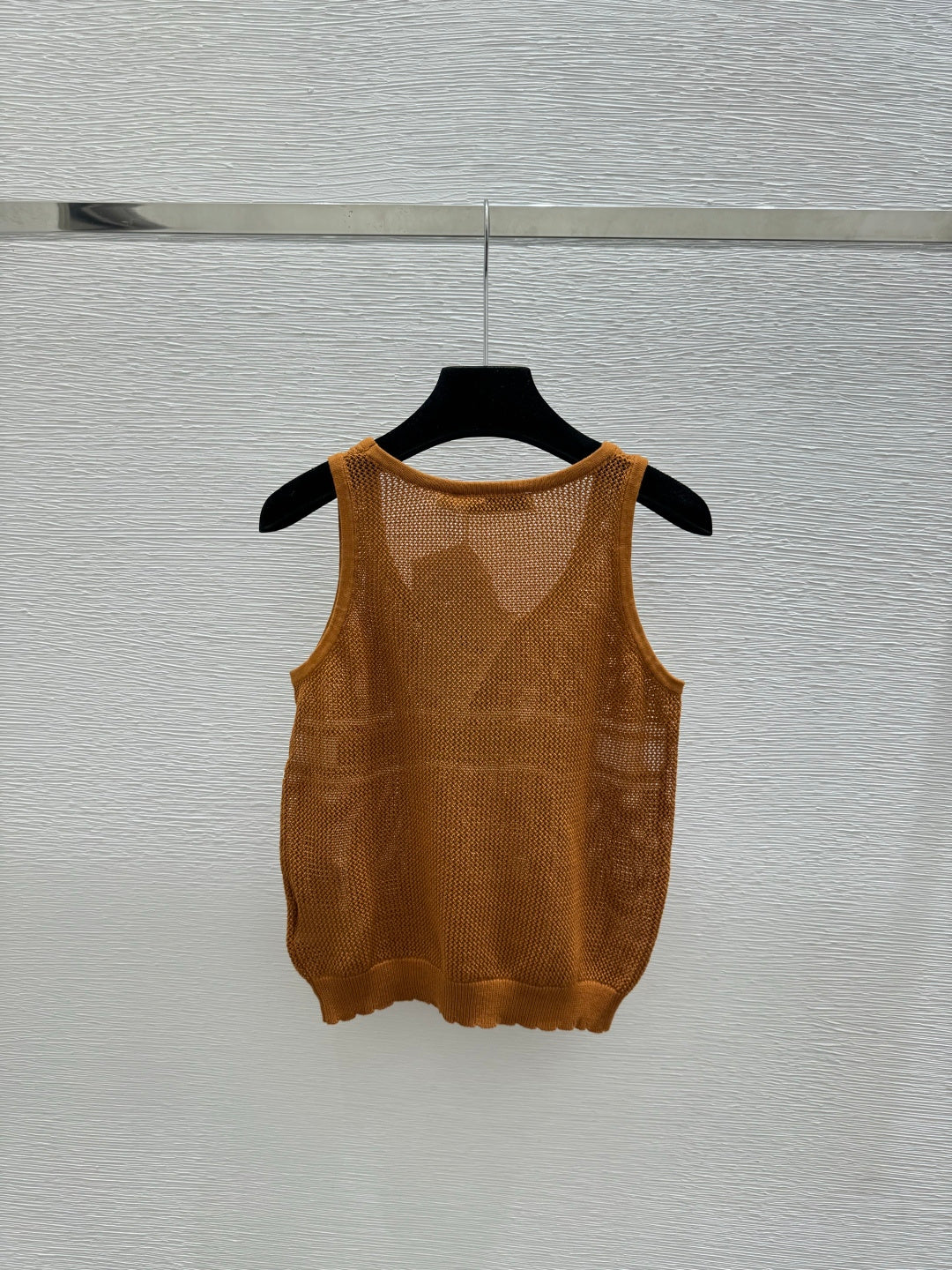 Dior 2026 Mesh Knit Vest Brown and White Wool 341178
