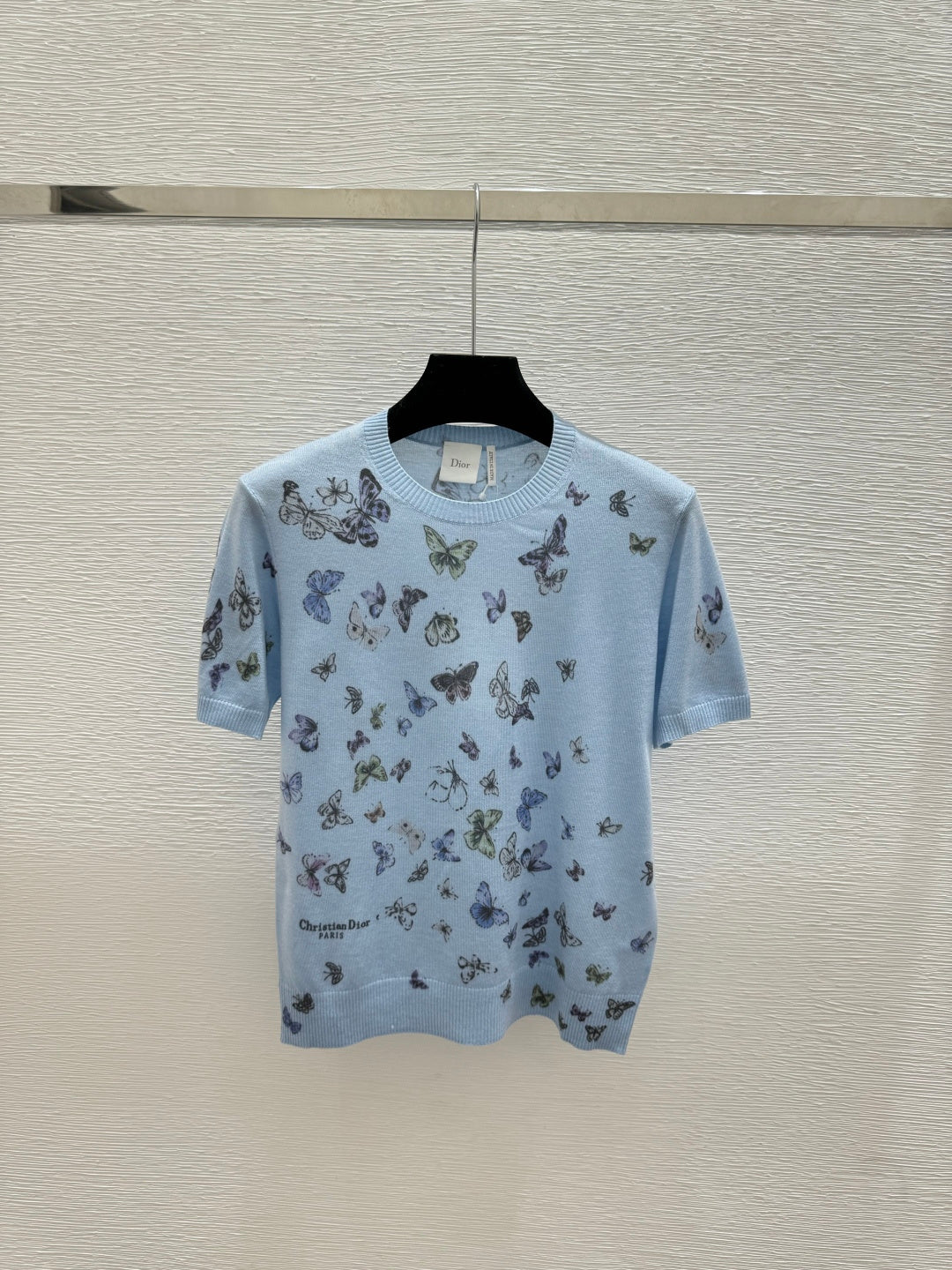 Dior 2026 Butterfly Print Knit Short-Sleeve T-Shirt Wool 355164