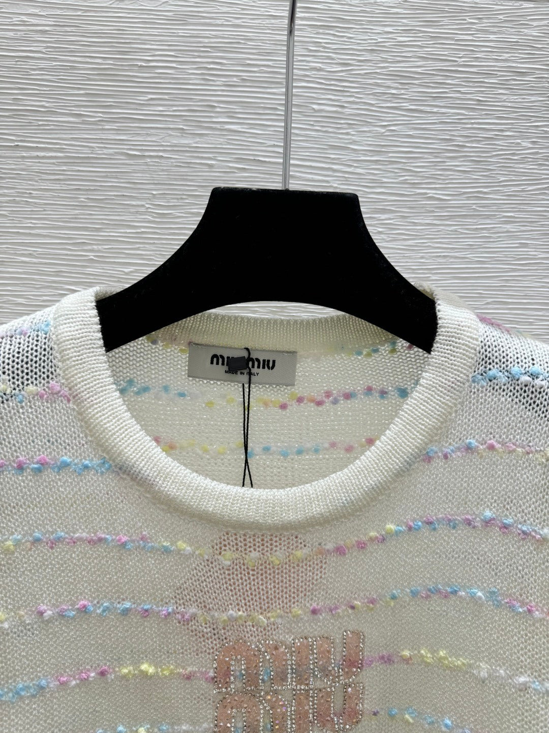 Miumiu 2026 Colorful Striped Knit Short-sleeved Top Wool Polyester 397172