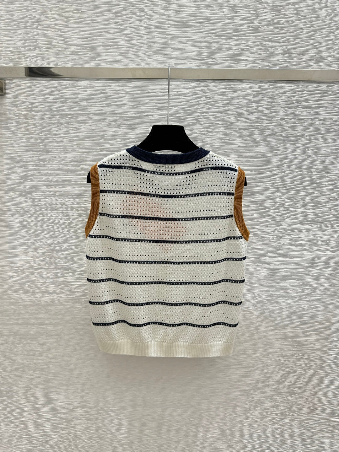 Miumiu 2026 Crew Neck Striped Knit Vest Tencel 397196