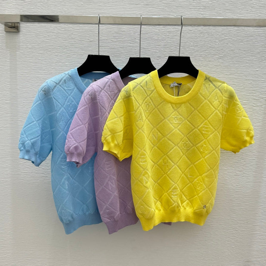 Chanel 2026 Round Neck Knitted Short-Sleeve Tencel Wool 397720