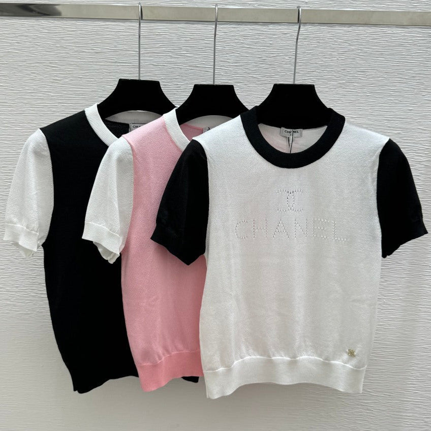 Chanel 2026 Simple Crew Neck Knitted Short-Sleeve Wool Tencel 397722