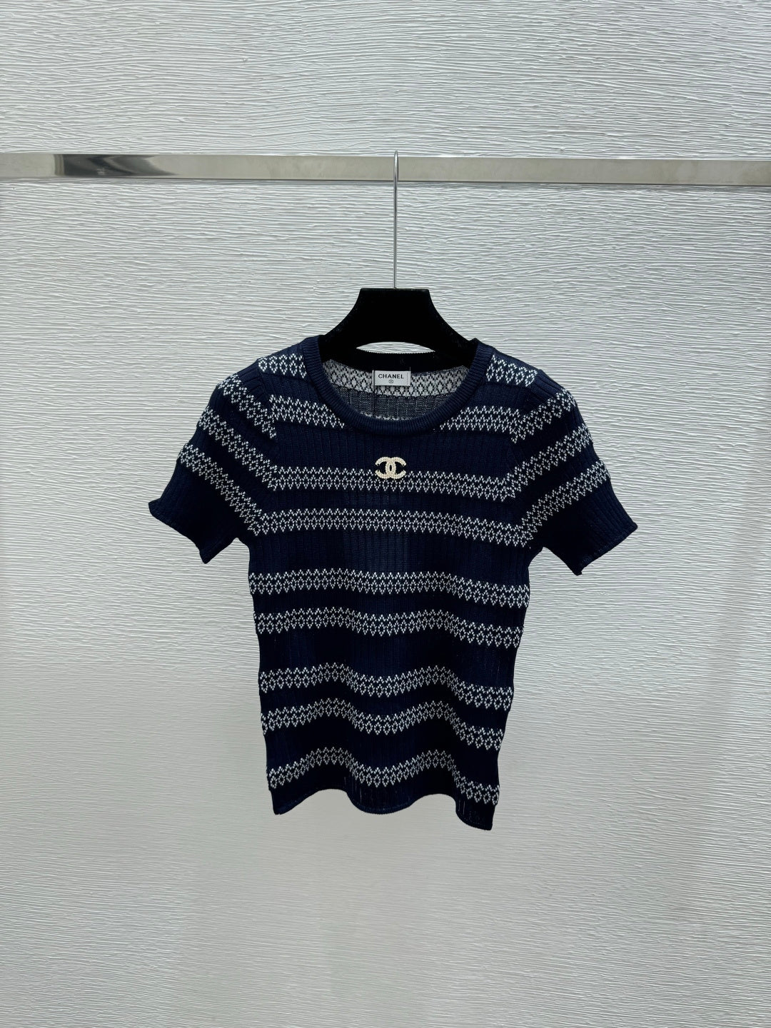 Chanel 2026 Striped Short-Sleeve Shirt Tencel 516741