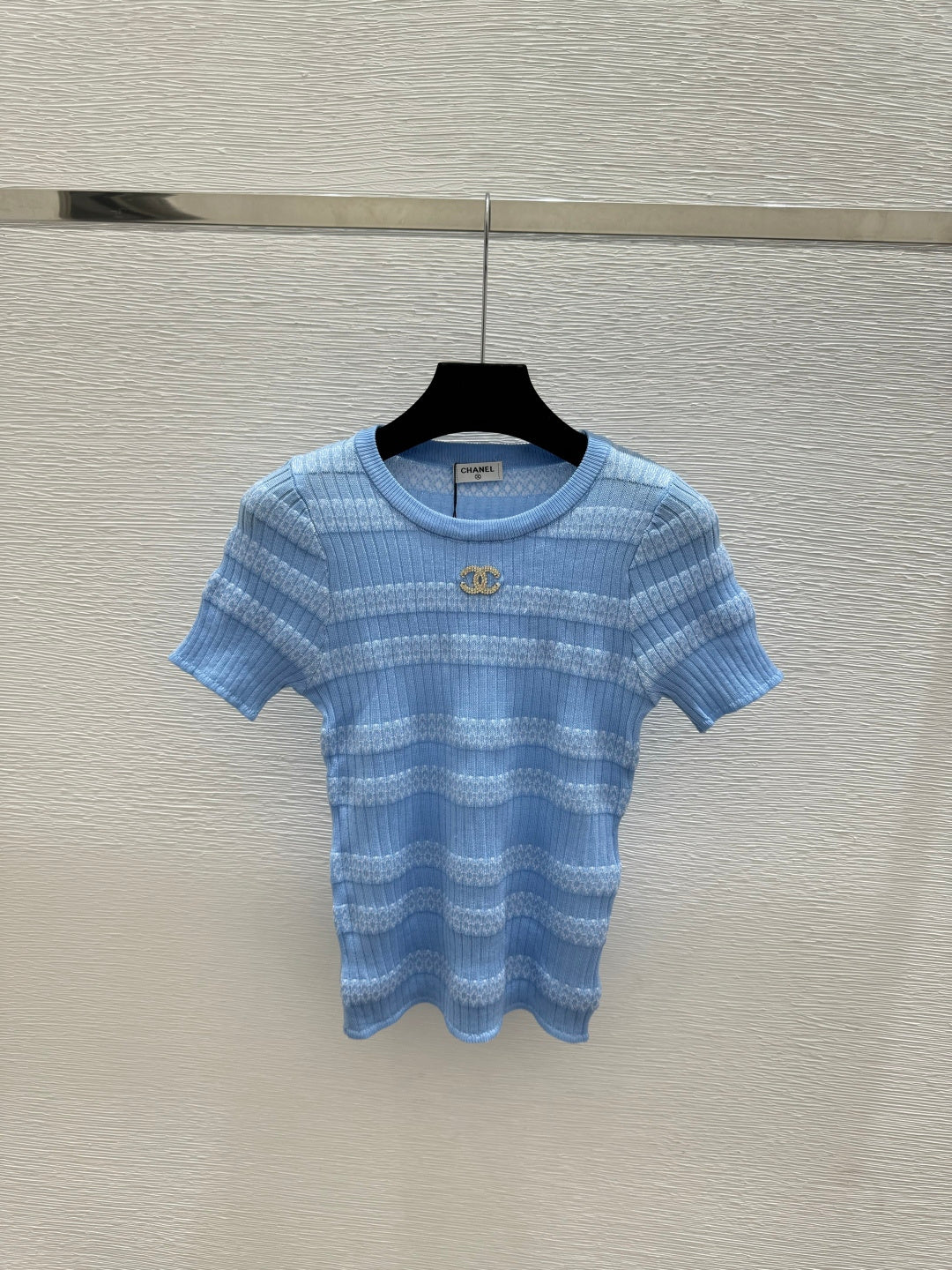 Chanel 2026 Striped Short-Sleeve Shirt Tencel 516741