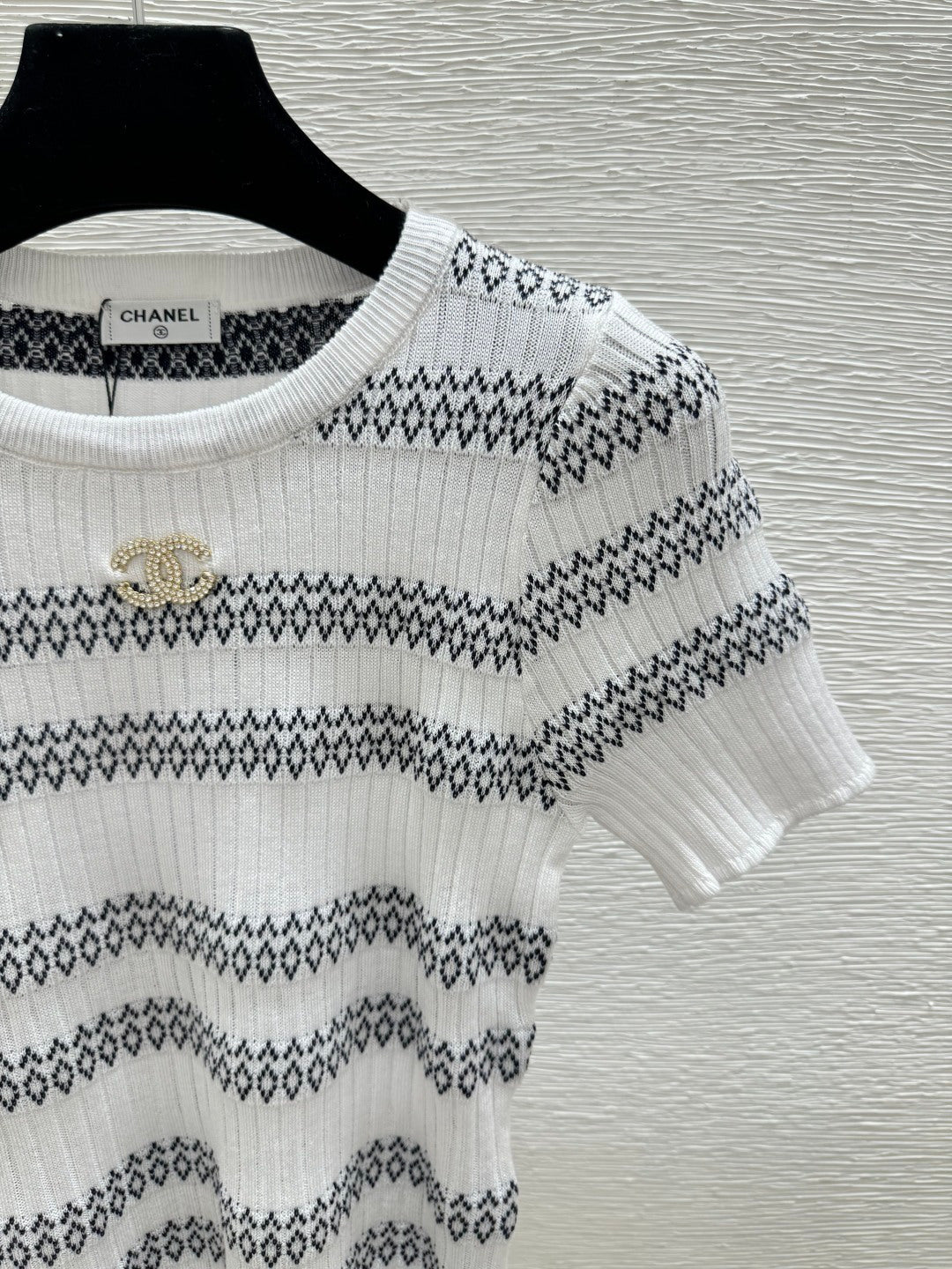 Chanel 2026 Striped Short-Sleeve Shirt Tencel 516741