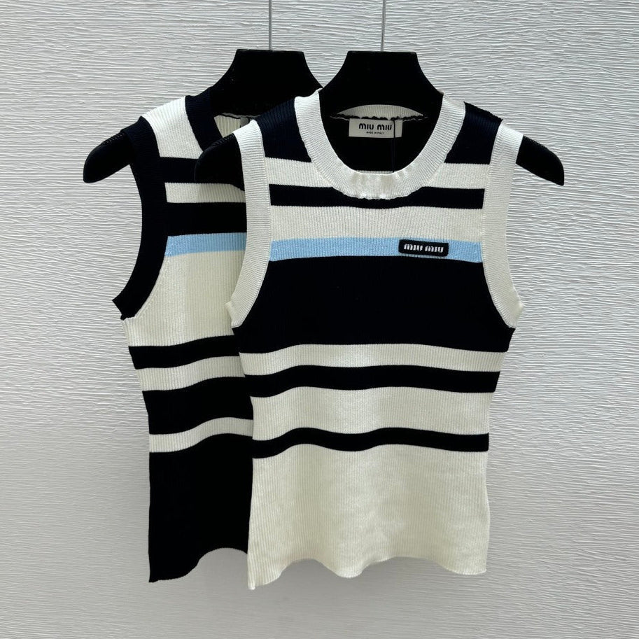 Miumiu 2026 Vest Black and White Wool 516747
