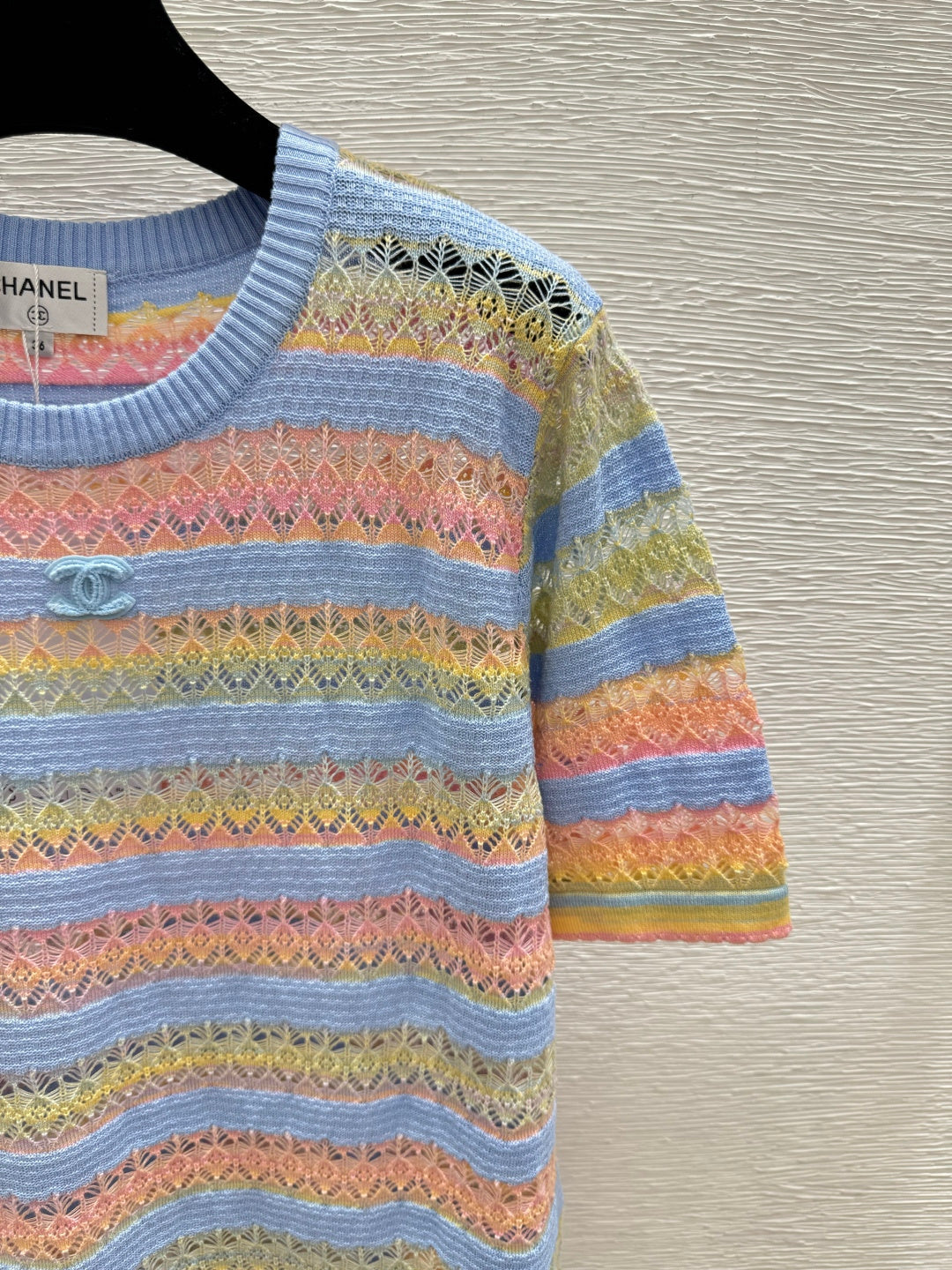 Chanel 2026 Striped Short-sleeved Shirt Multicolor Wool 516774