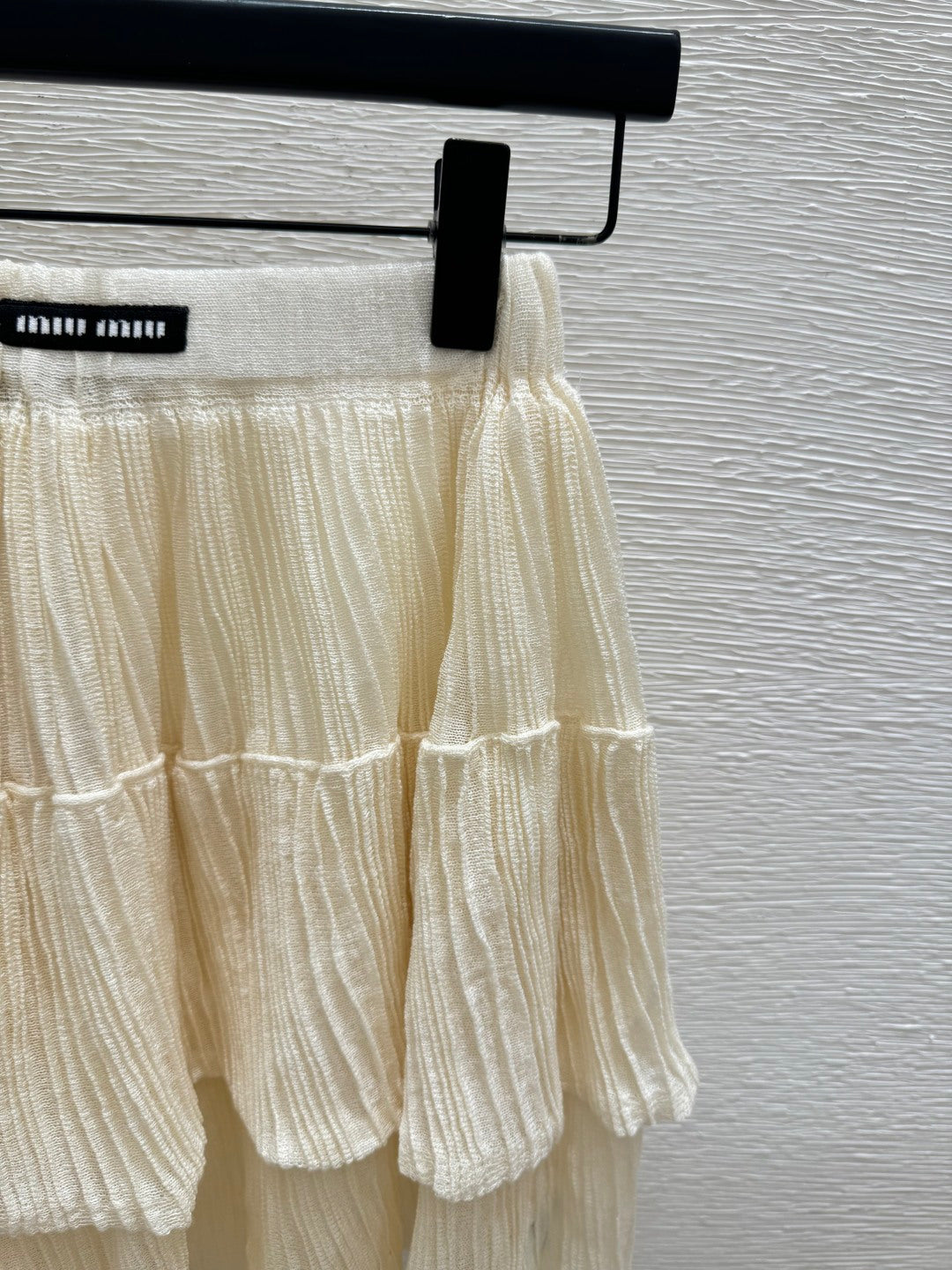 Miumiu 2026 Midi Skirt Beige White Cotton 516813