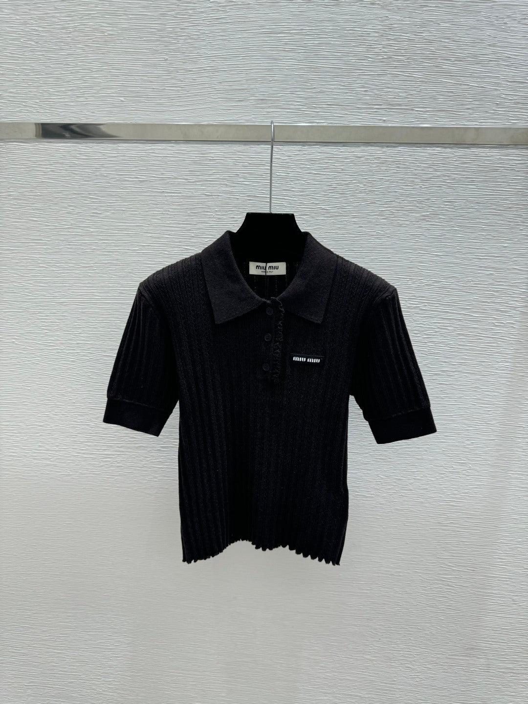 Miumiu 2026 Collared Knit Short-Sleeve Shirt Wool 516815