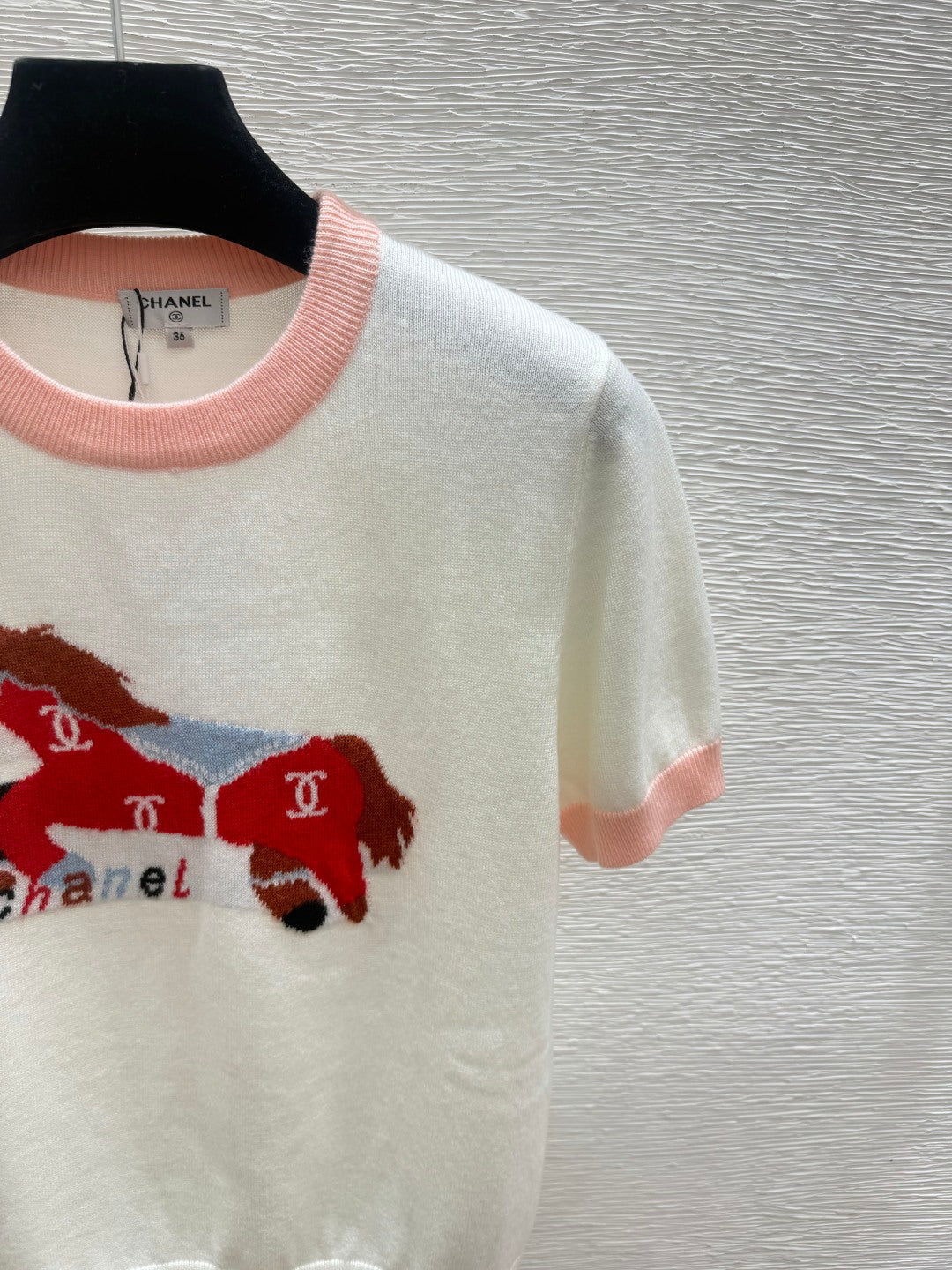 Chanel 2026 Horse Pattern Knit Short-Sleeve Shirt Cotton 685978