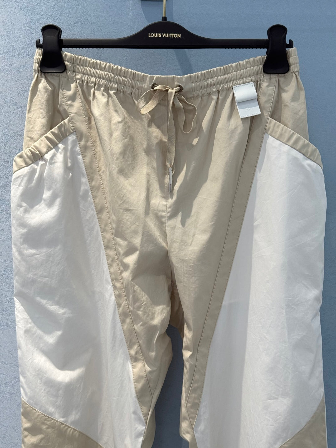 LV Unique Pocket Design Trousers Beige White Cotton