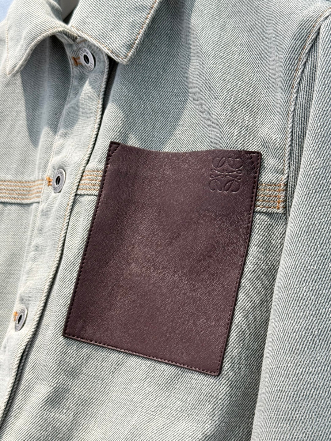 Loewe 25 Jacket Beige Green Cotton And Denim